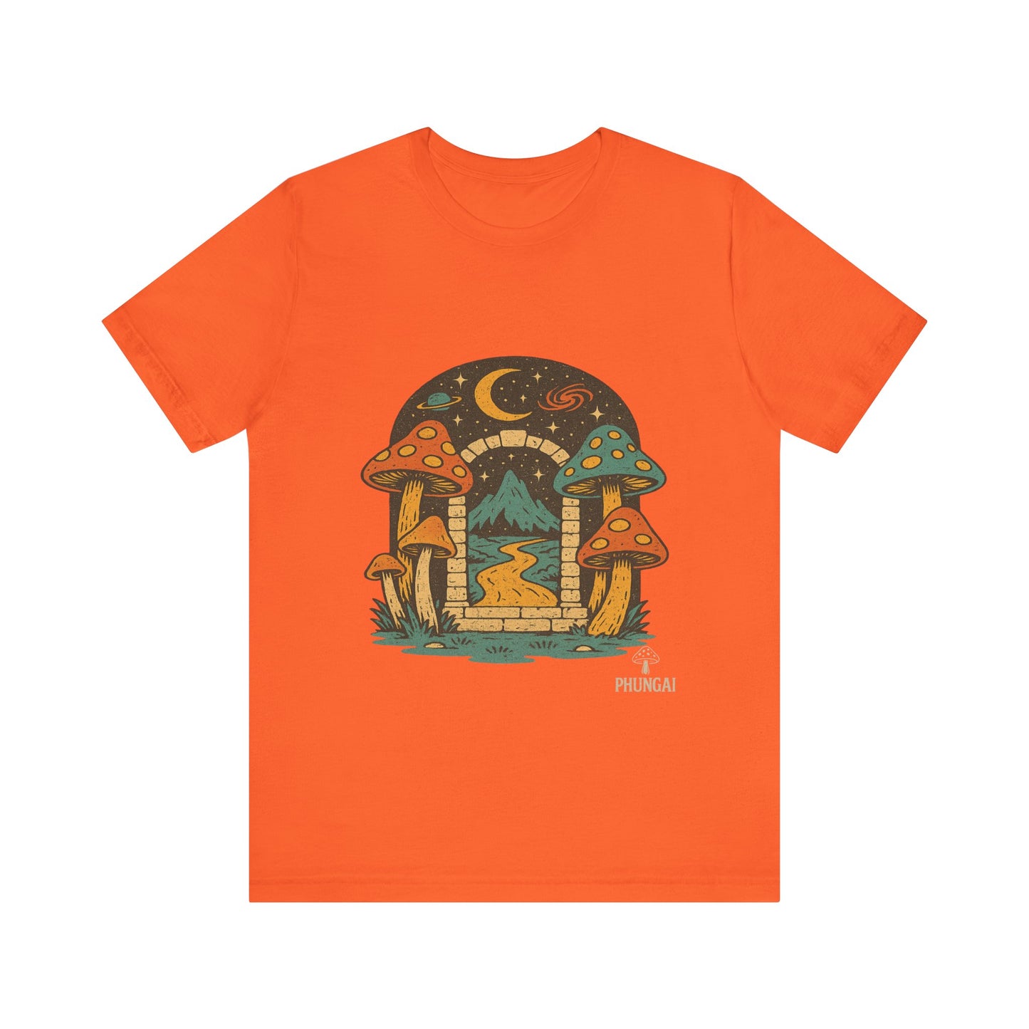 Magical Mushroom Landscape Tee | Unisex Graphic T-Shirt for Nature Lovers, Gifts for Bohemian Style, Festival Wear, Cute Summer Top
