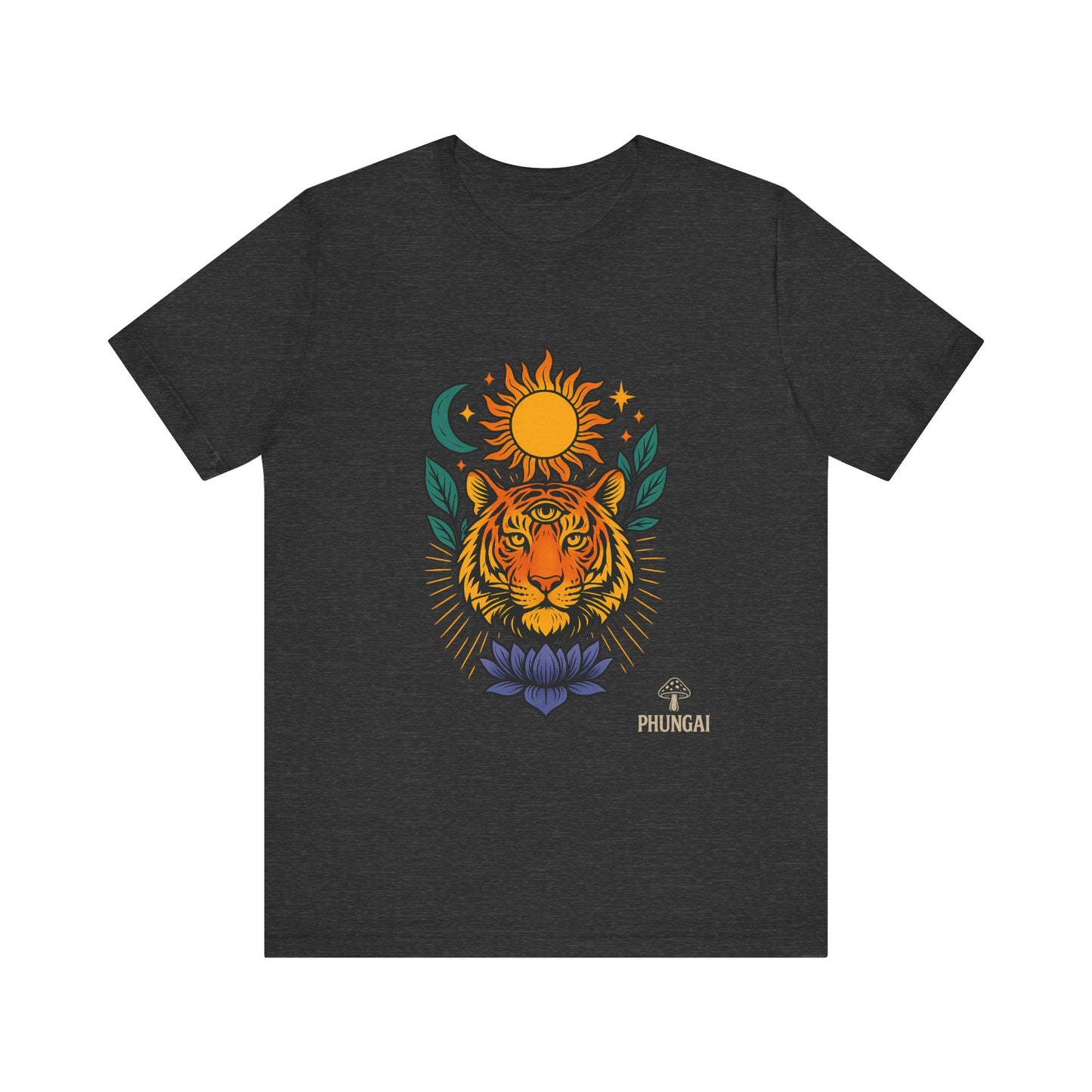 Tiger Sun & Moon Tee, Unisex Graphic Shirt, Zodiac Tee, Nature Lover Gift, Festival Apparel, Boho Style T-Shirt