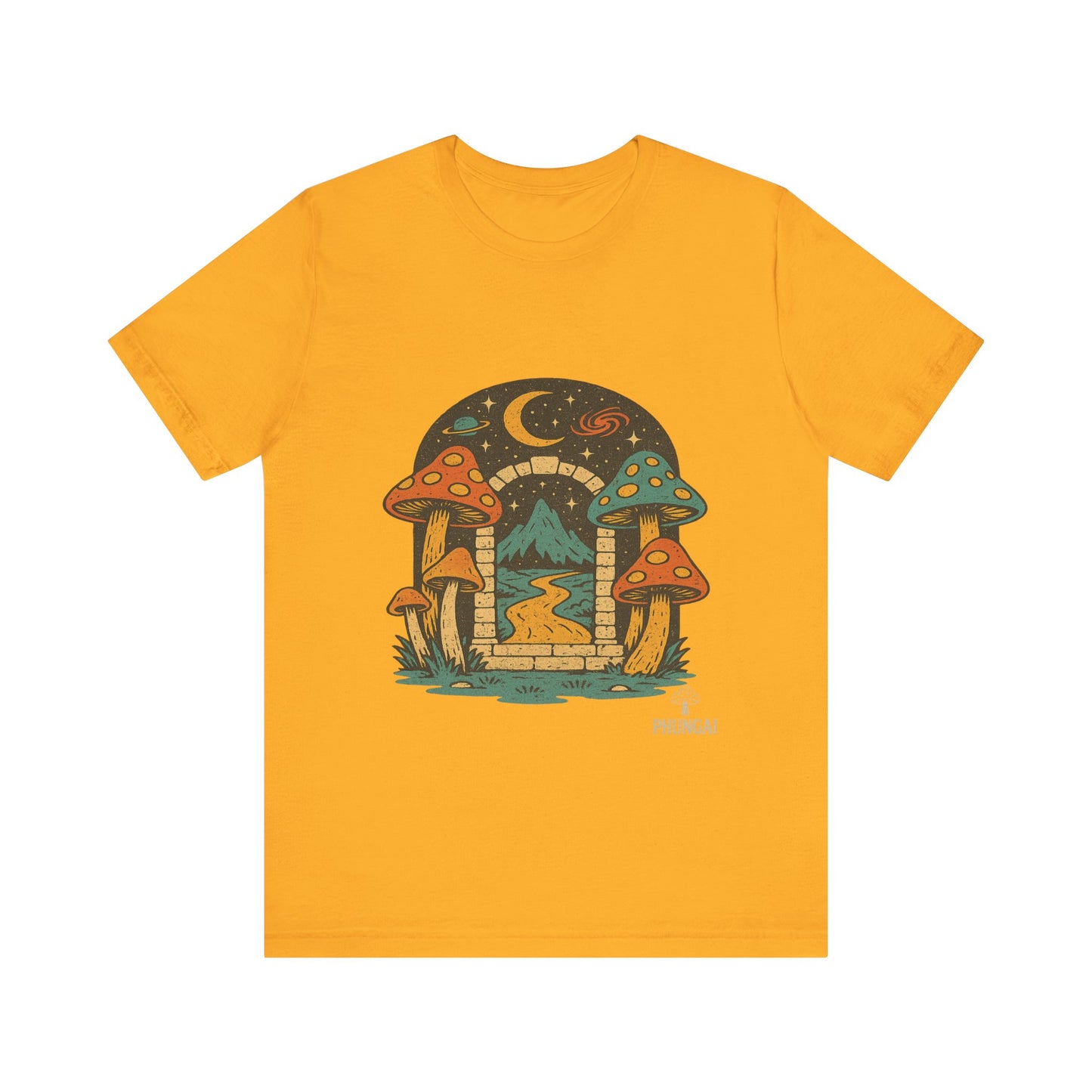 Magical Mushroom Landscape Tee | Unisex Graphic T-Shirt for Nature Lovers, Gifts for Bohemian Style, Festival Wear, Cute Summer Top