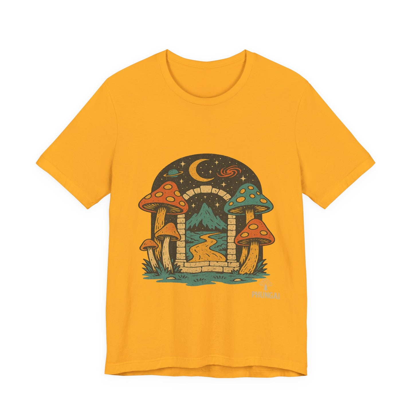 Magical Mushroom Landscape Tee | Unisex Graphic T-Shirt for Nature Lovers, Gifts for Bohemian Style, Festival Wear, Cute Summer Top