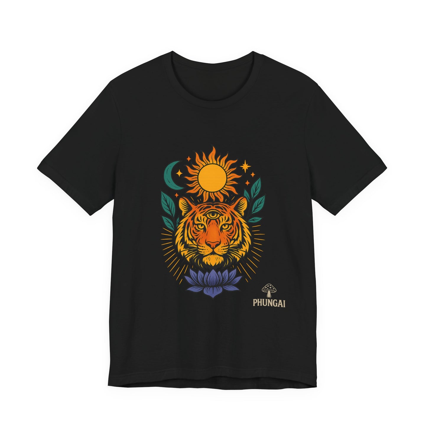 Tiger Sun & Moon Tee, Unisex Graphic Shirt, Zodiac Tee, Nature Lover Gift, Festival Apparel, Boho Style T-Shirt