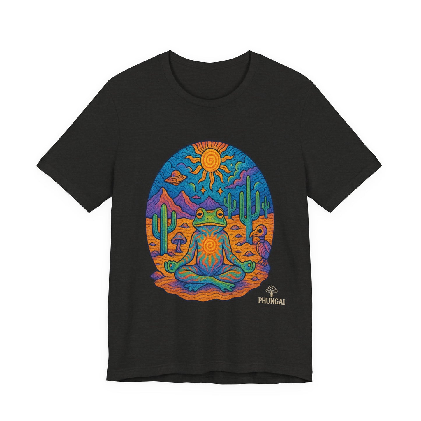Meditative Frog Tee: Zen Vibes for Nature Lovers, Casual Wear, Gift for Yoga Enthusiasts, Festival Outfit, Eco-Friendly Fashion