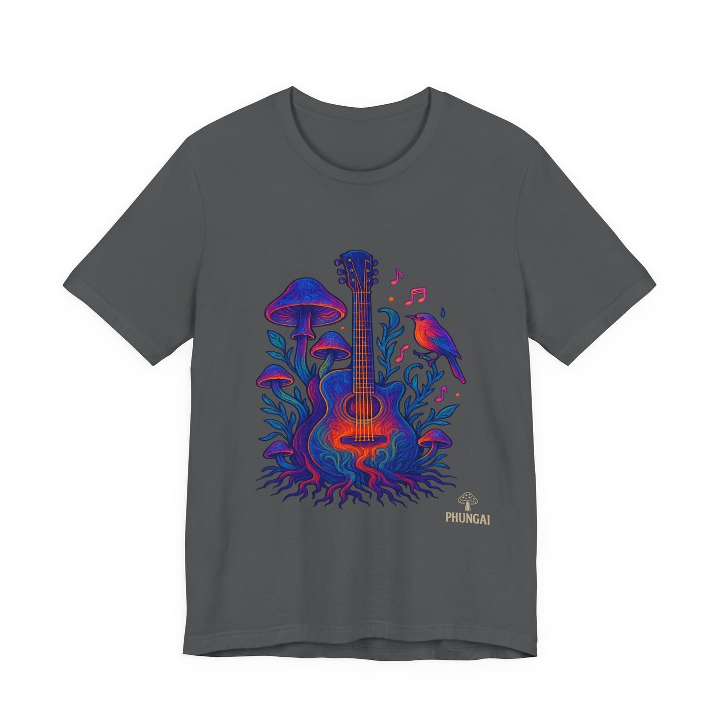 Nature-Inspired Guitar Tee, Music Lover Shirt, Boho Style T-Shirt, Gift for Musicians, Eco-Friendly Apparel