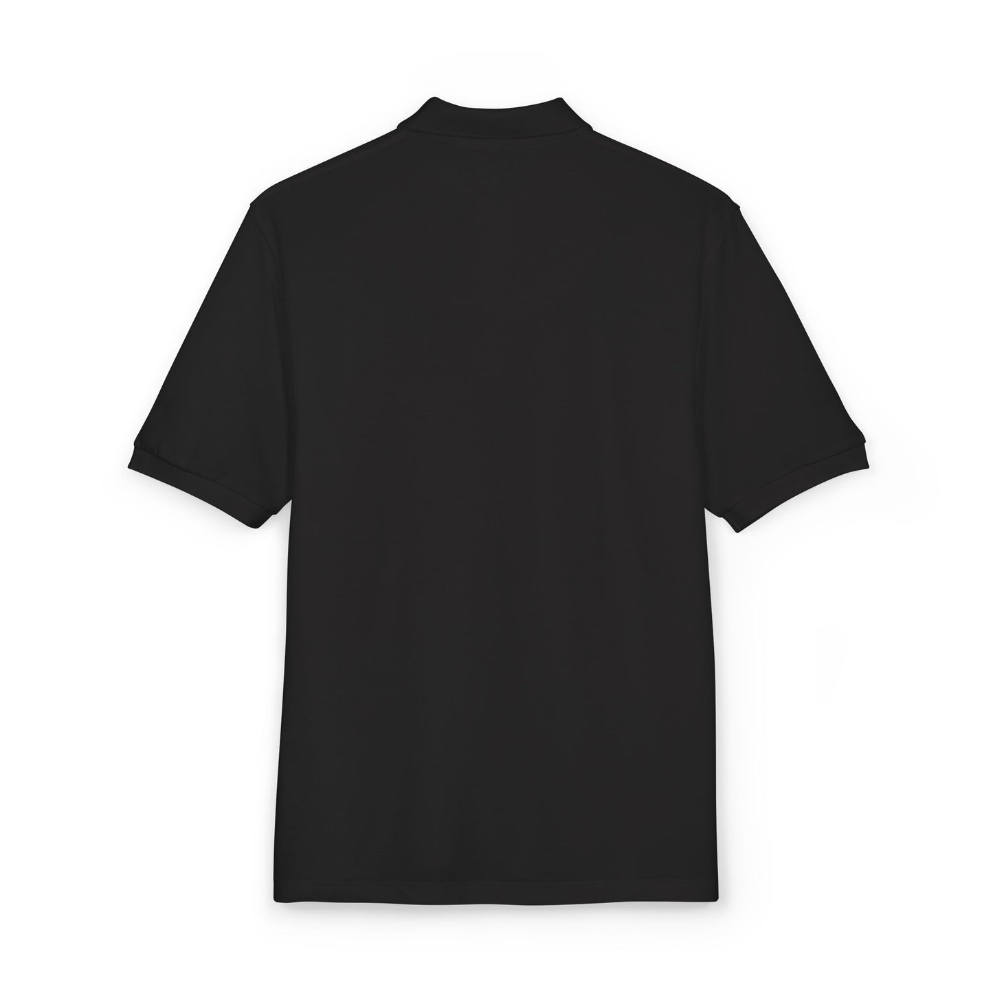 Embroidered Flame Logo Polo Shirt — Casual Black Golf Polo with "Live Fast" Accent