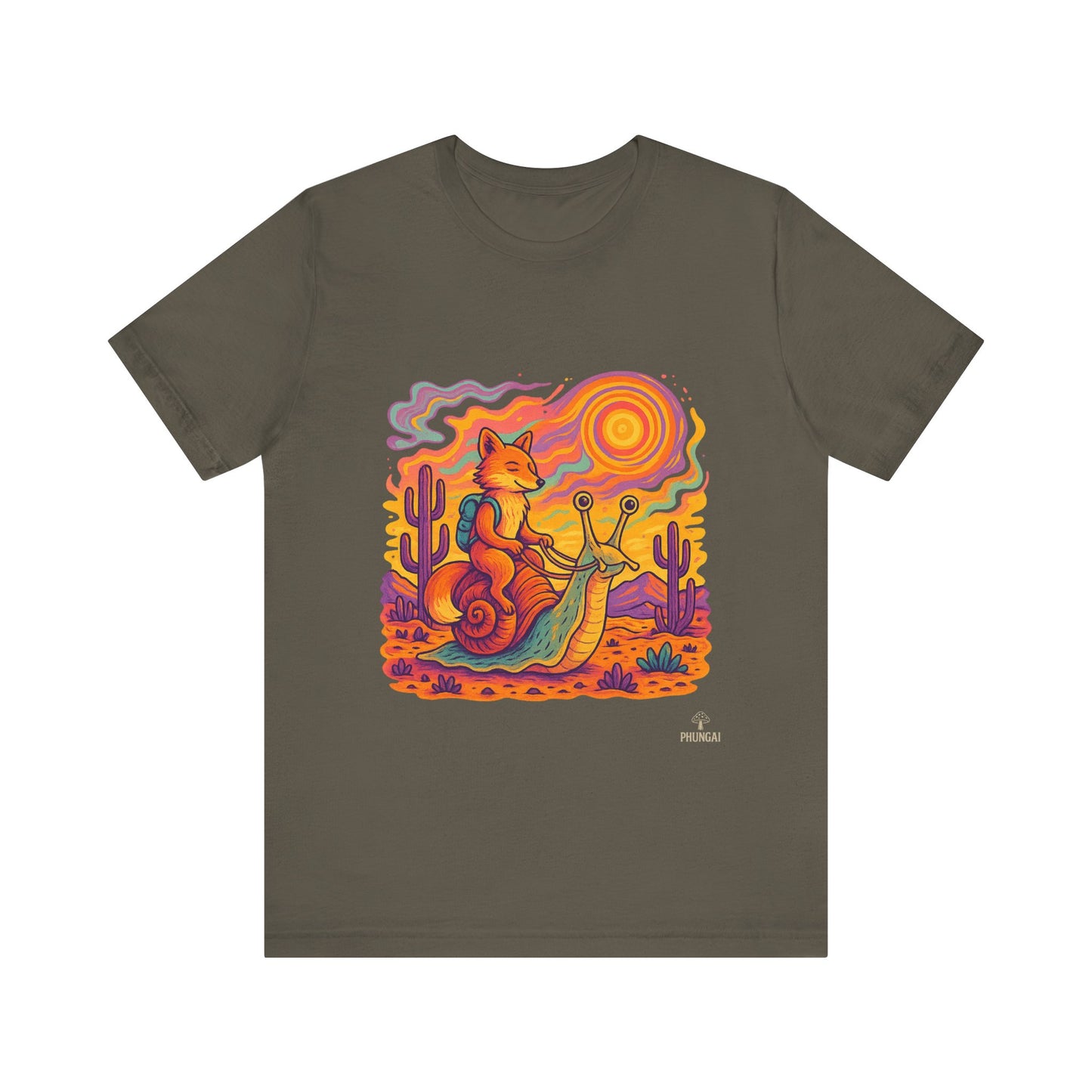 Colorful Retro Snail Tee, Fun Cat Shirt, Unisex Summer T-Shirt, Quirky Gift for Animal Lovers, Boho Style Top, Ideal for Festivals