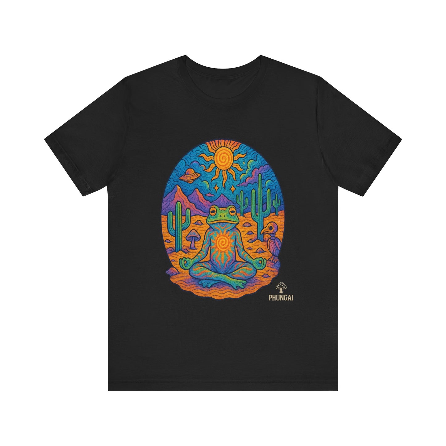 Meditative Frog Tee: Zen Vibes for Nature Lovers, Casual Wear, Gift for Yoga Enthusiasts, Festival Outfit, Eco-Friendly Fashion