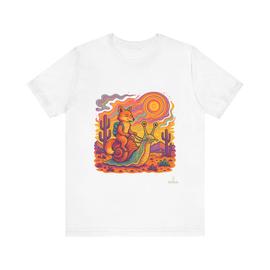 Colorful Retro Snail Tee, Fun Cat Shirt, Unisex Summer T-Shirt, Quirky Gift for Animal Lovers, Boho Style Top, Ideal for Festivals