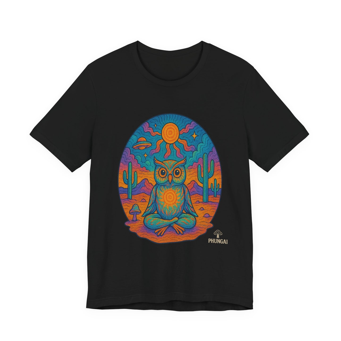 Vibrant Owl Graphic Tee, Unisex Short Sleeve Shirt for Nature Lovers, Festival Wear, Bohemian Style, Gift for Owl Enthusiasts, [...]