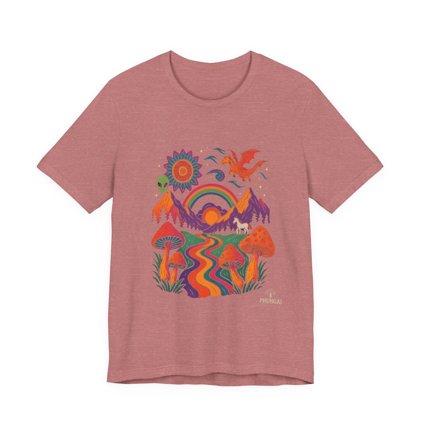 Bohemian Nature Tee - Colorful Landscape Art, Unisex T-Shirt, Gift for Nature Lovers, Casual Wear, Summer Festivals