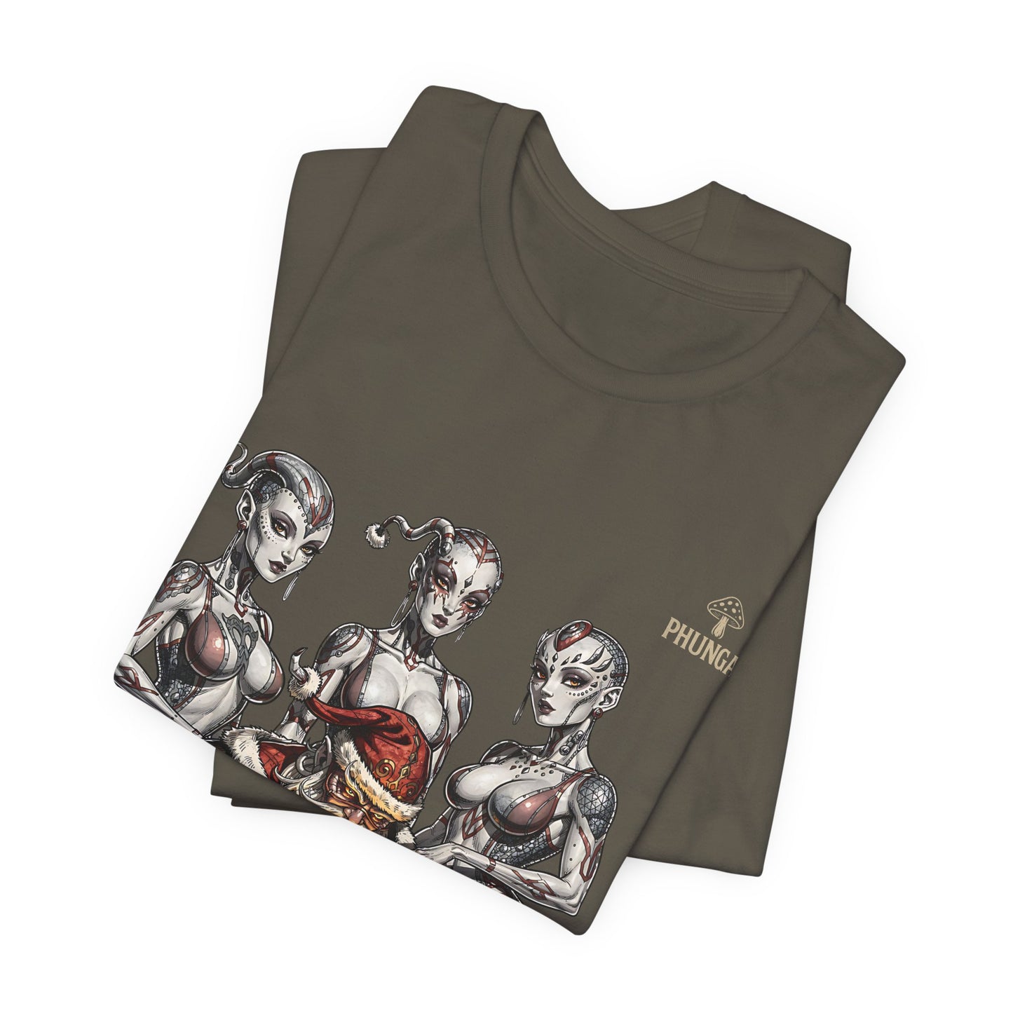 Horror Santa Pinup T-Shirt — Santa Surrounded by Zombie Pinup Girls Christmas Tee