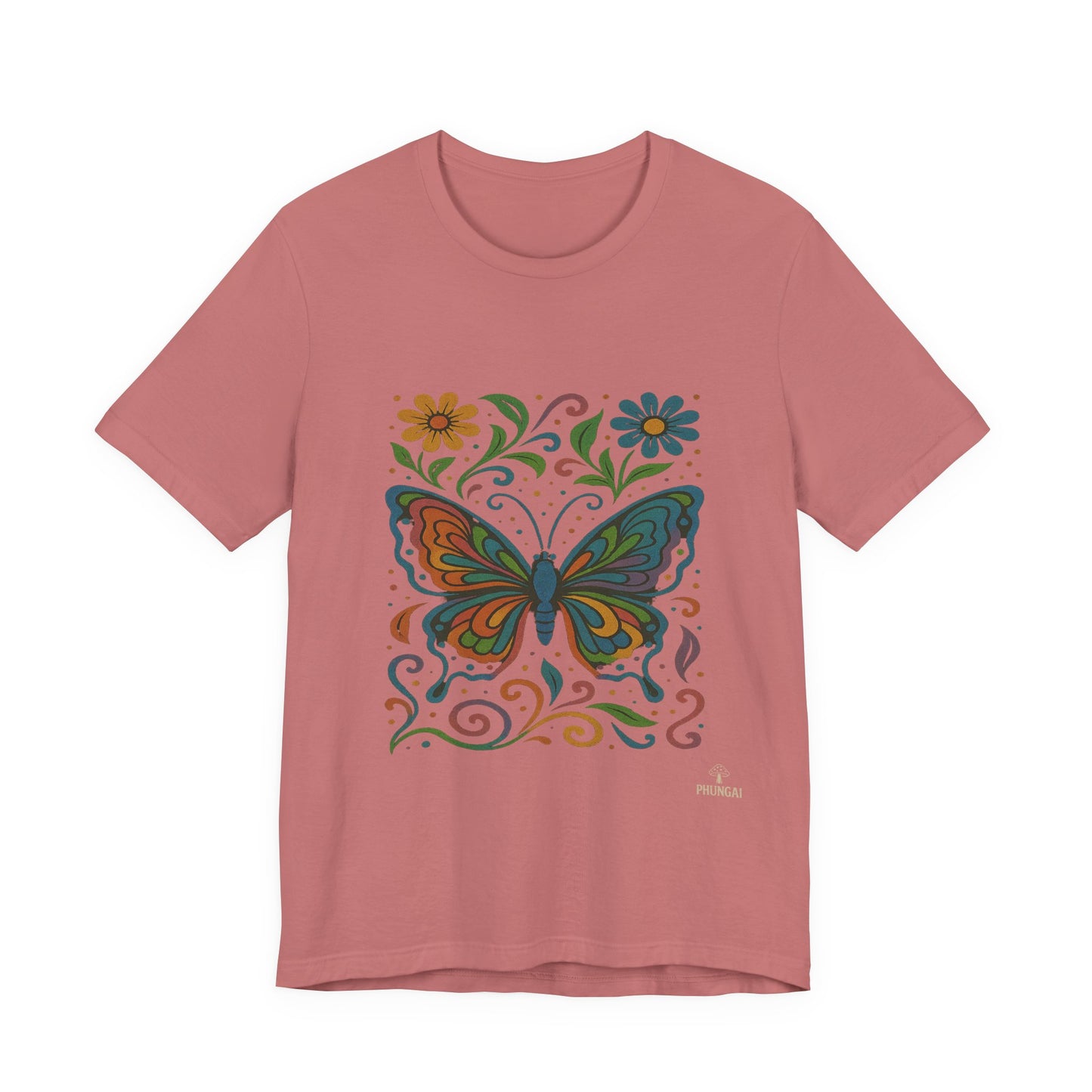 Butterfly Floral Unisex Tee: Vibrant Nature-Inspired T-Shirt for Nature Lovers, Gift for Birthdays, Mother's Day, Eco-Friendly Apparel