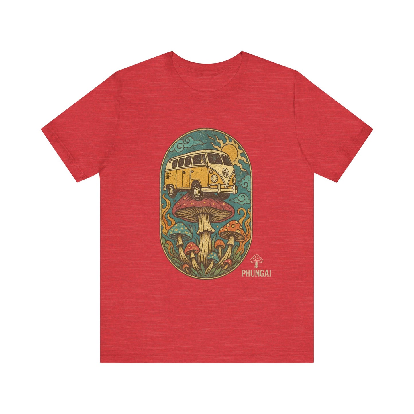 Vintage-Inspired Graphic Tee, Unisex Jersey Short Sleeve Tee, Boho Style T-Shirt, Nature Lover Gift, Psychedelic Art Shirt, Retro Van Design
