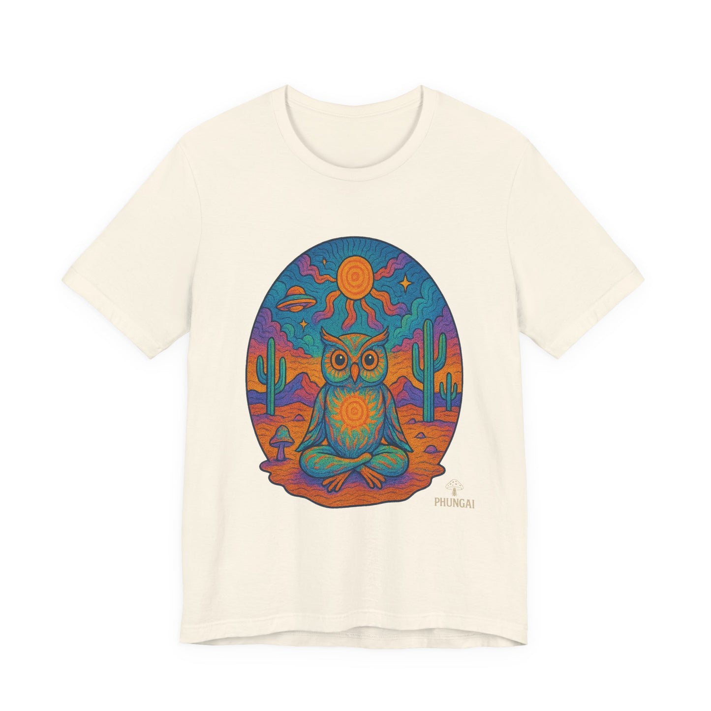 Vibrant Owl Graphic Tee, Unisex Short Sleeve Shirt for Nature Lovers, Festival Wear, Bohemian Style, Gift for Owl Enthusiasts, [...]
