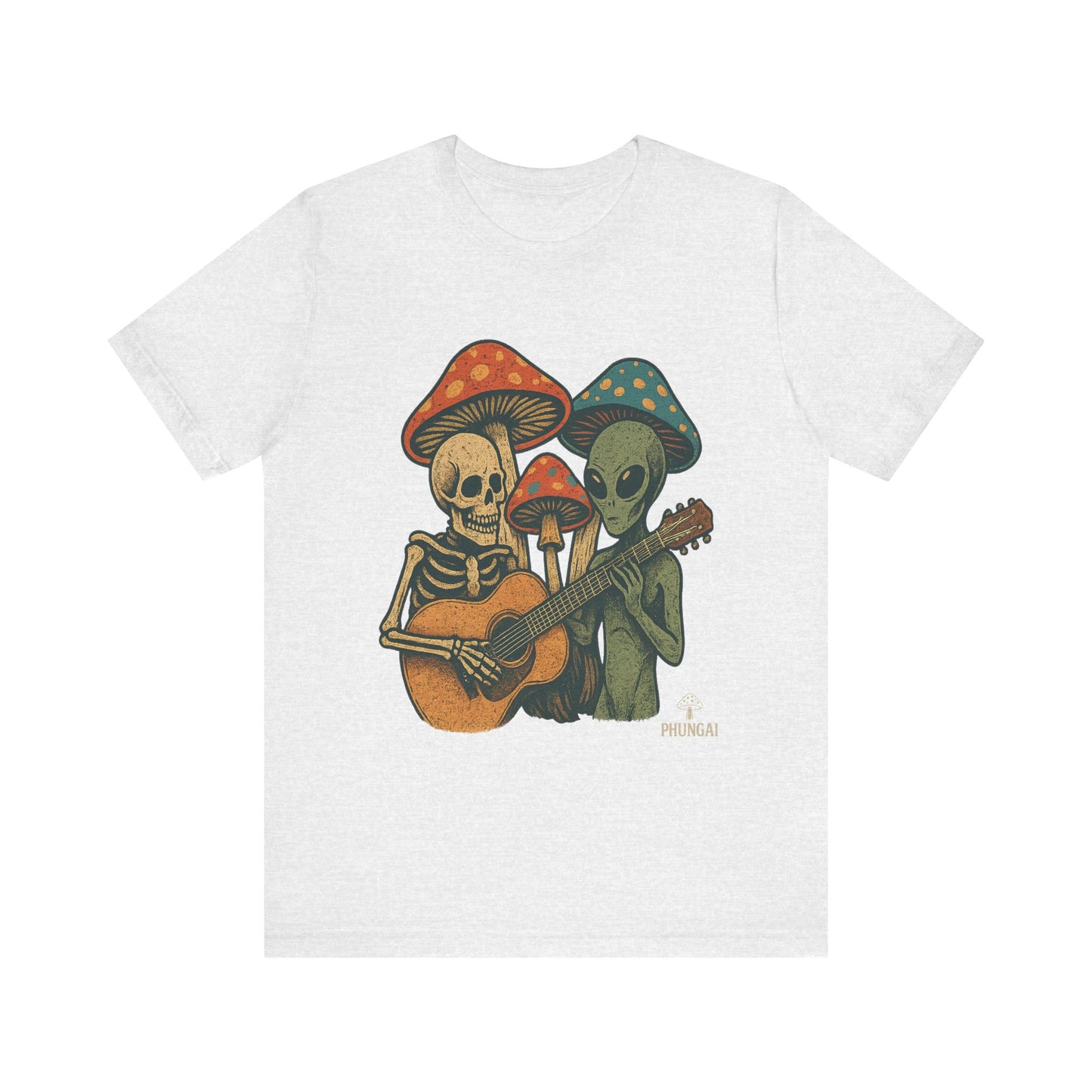Whimsical Halloween Tee, Unisex Jersey T-Shirt with Skeletons and Aliens, Perfect for Spooky Season, Costume Parties, Music Festivals, [...]