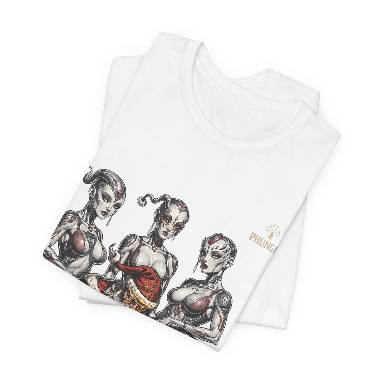 Horror Santa Pinup T-Shirt — Santa Surrounded by Zombie Pinup Girls Christmas Tee