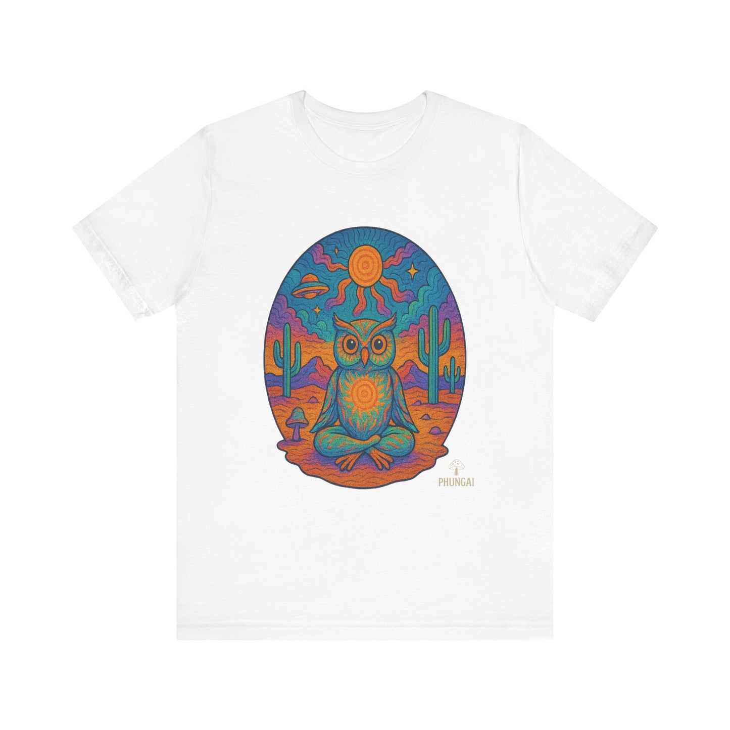 Vibrant Owl Graphic Tee, Unisex Short Sleeve Shirt for Nature Lovers, Festival Wear, Bohemian Style, Gift for Owl Enthusiasts, [...]
