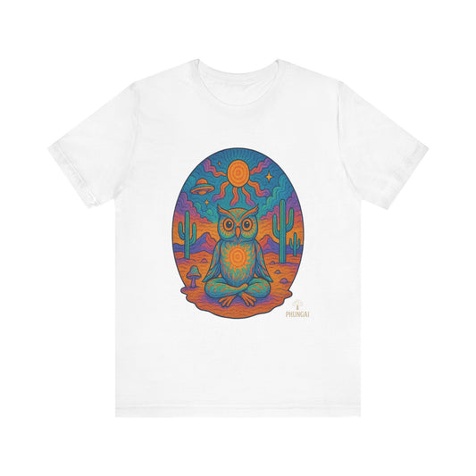 Vibrant Owl Graphic Tee, Unisex Short Sleeve Shirt for Nature Lovers, Festival Wear, Bohemian Style, Gift for Owl Enthusiasts, [...]