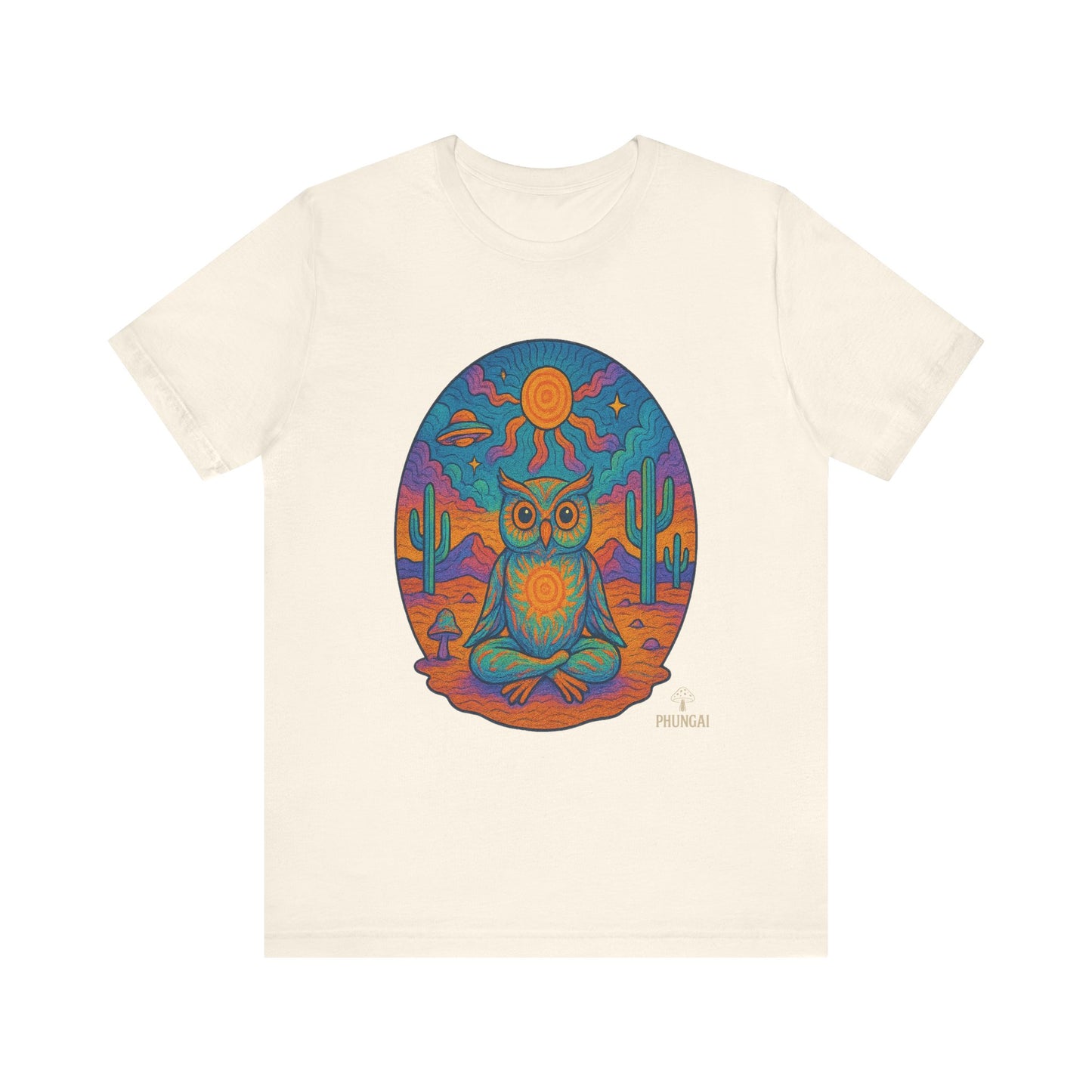 Vibrant Owl Graphic Tee, Unisex Short Sleeve Shirt for Nature Lovers, Festival Wear, Bohemian Style, Gift for Owl Enthusiasts, [...]