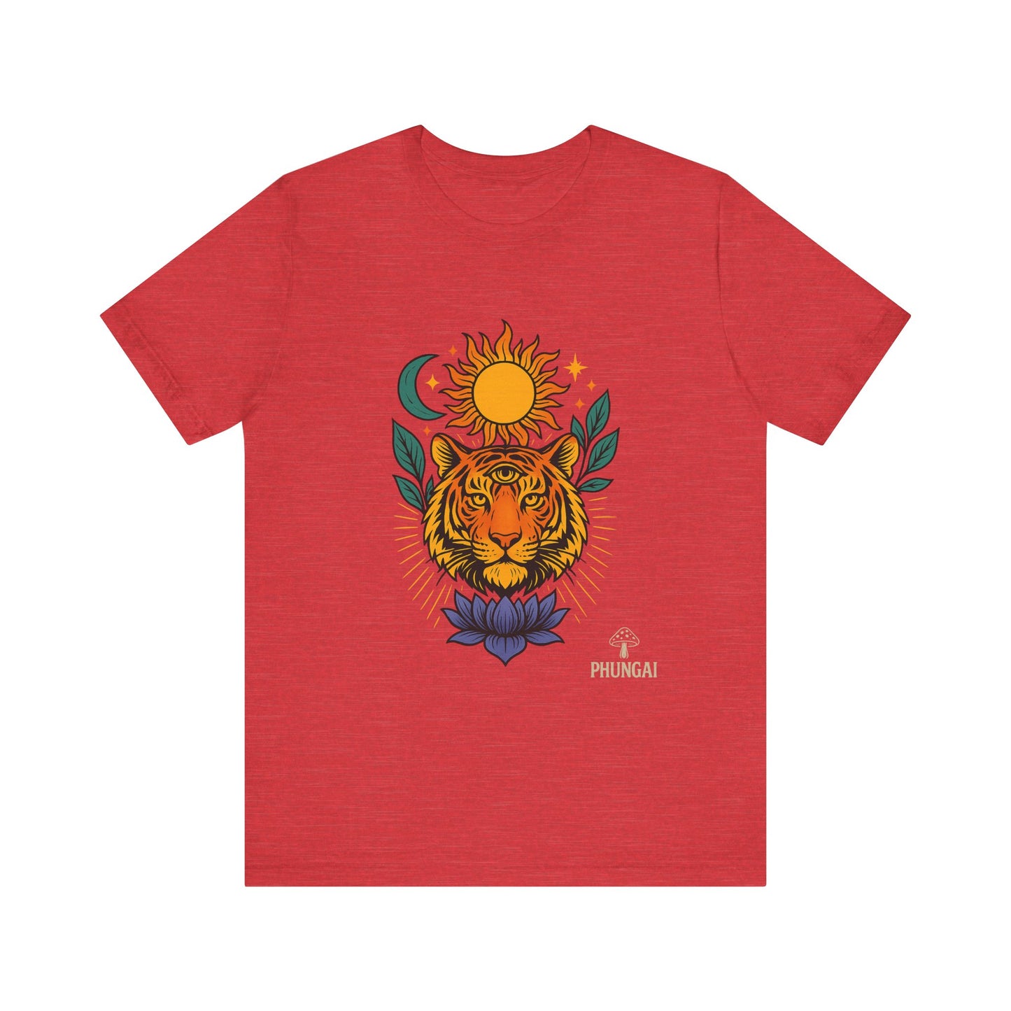Tiger Sun & Moon Tee, Unisex Graphic Shirt, Zodiac Tee, Nature Lover Gift, Festival Apparel, Boho Style T-Shirt
