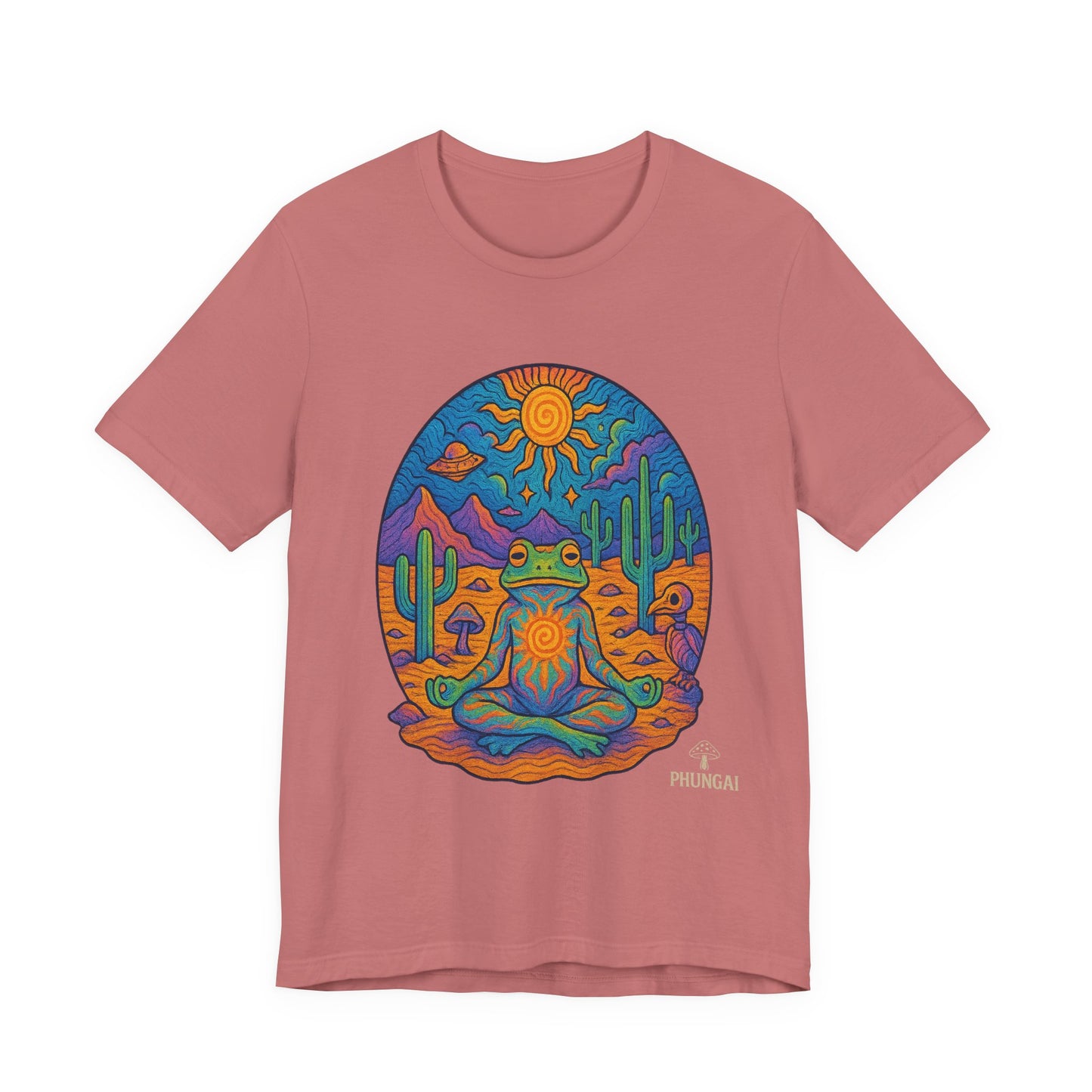 Meditative Frog Tee: Zen Vibes for Nature Lovers, Casual Wear, Gift for Yoga Enthusiasts, Festival Outfit, Eco-Friendly Fashion