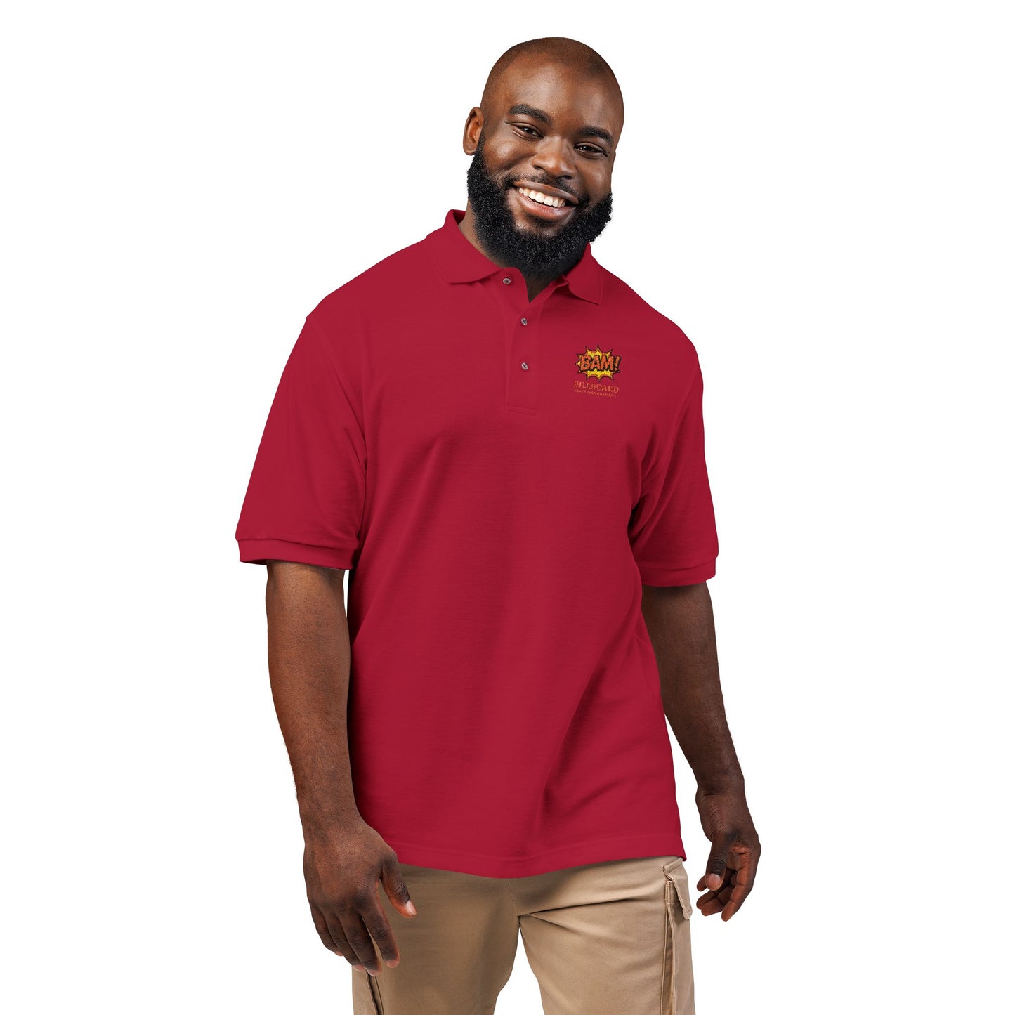 Embroidered Flame Logo Polo Shirt — Casual Black Golf Polo with "Live Fast" Accent