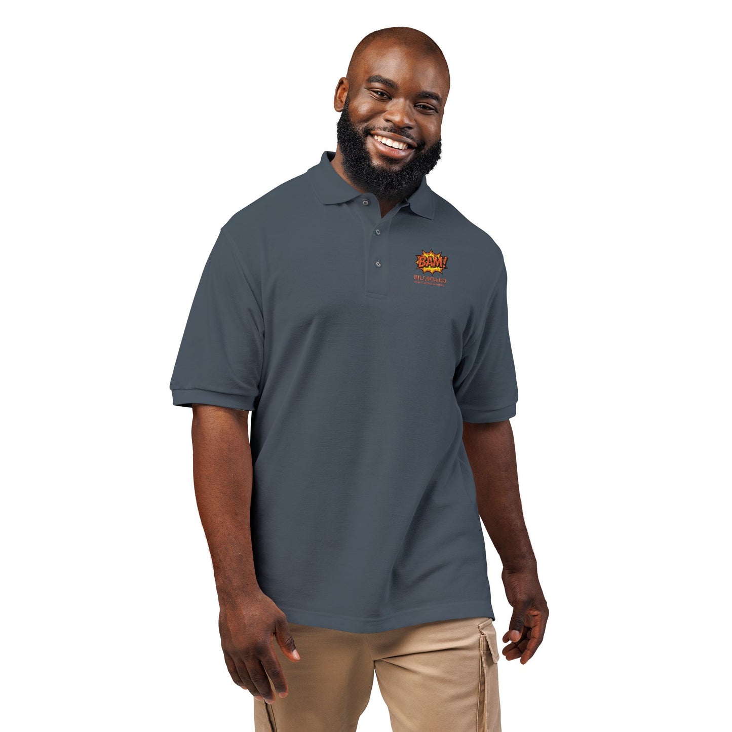 Embroidered Flame Logo Polo Shirt — Casual Black Golf Polo with "Live Fast" Accent