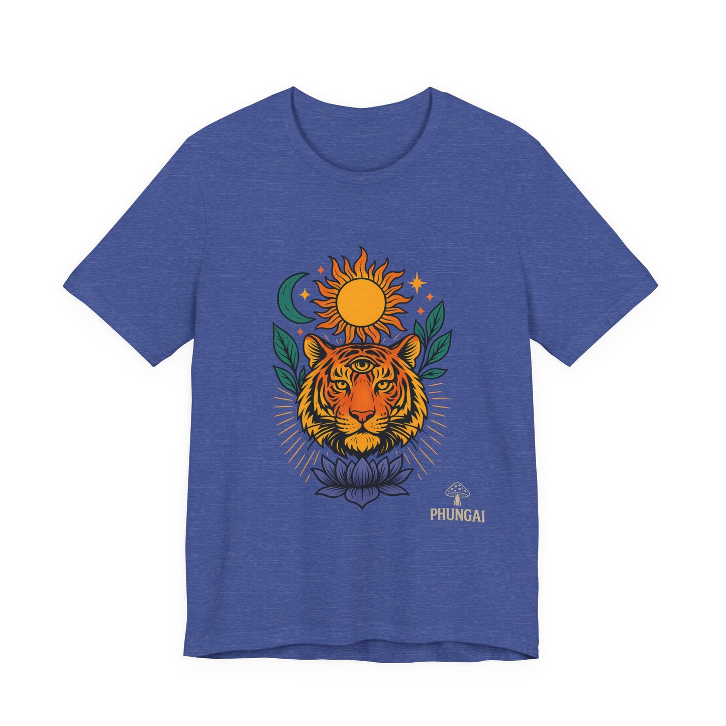 Tiger Sun & Moon Tee, Unisex Graphic Shirt, Zodiac Tee, Nature Lover Gift, Festival Apparel, Boho Style T-Shirt