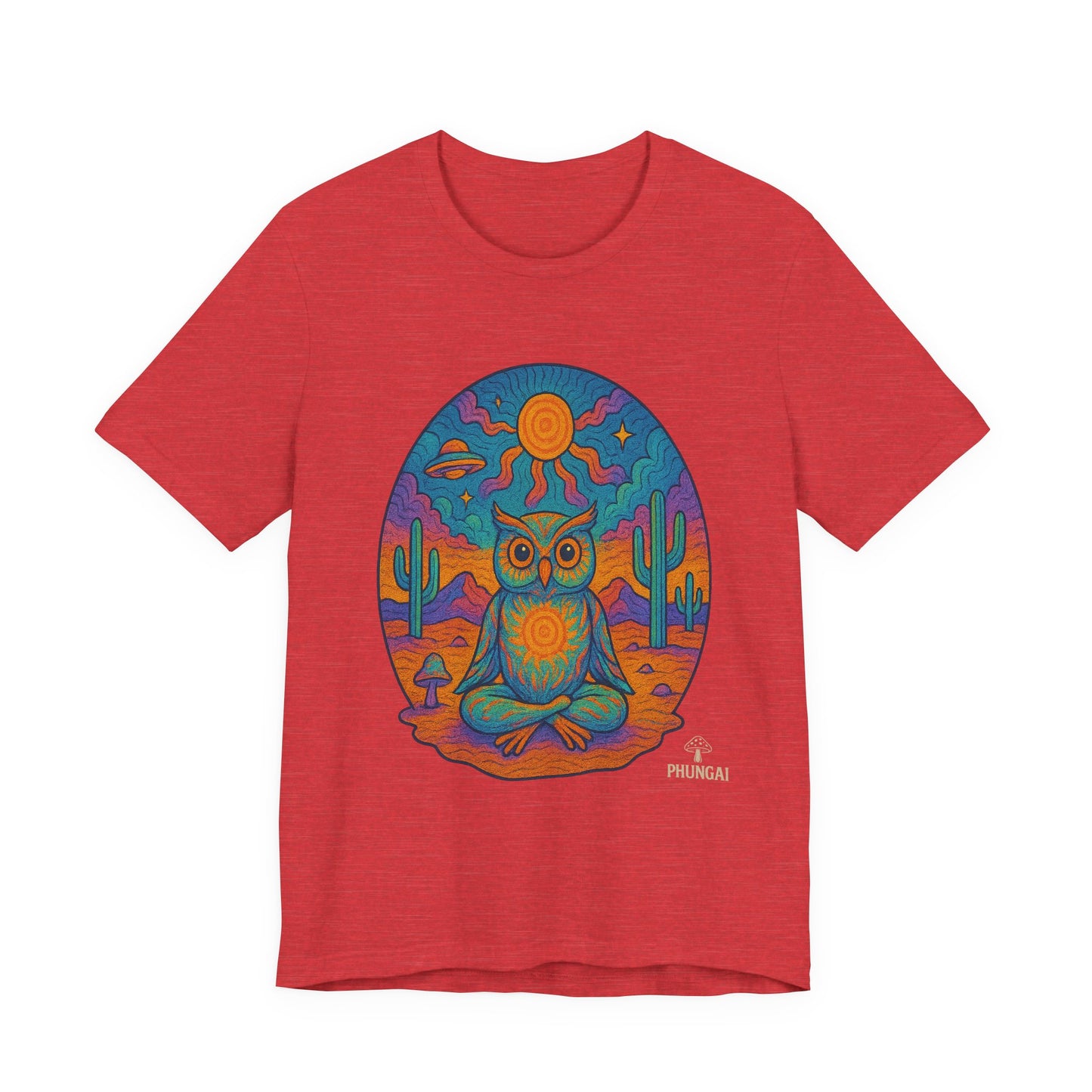 Vibrant Owl Graphic Tee, Unisex Short Sleeve Shirt for Nature Lovers, Festival Wear, Bohemian Style, Gift for Owl Enthusiasts, [...]