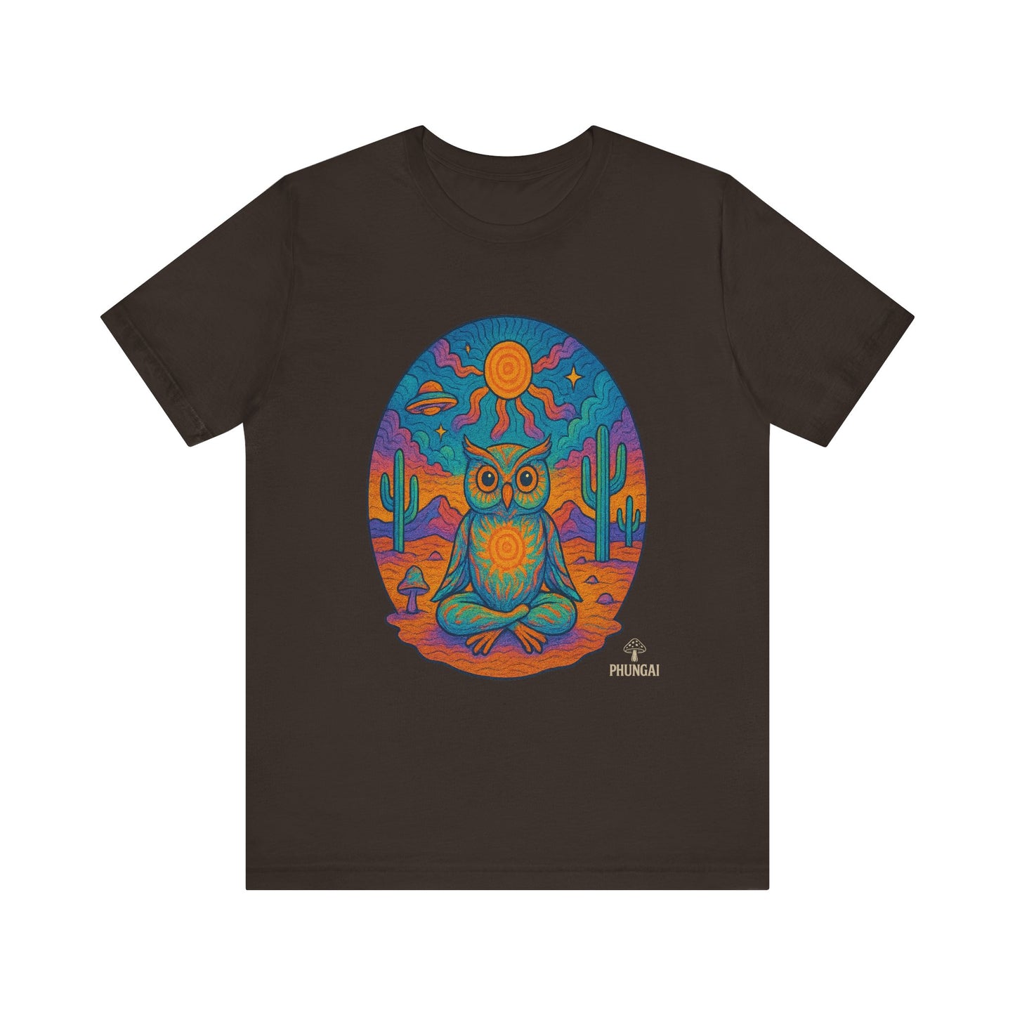 Vibrant Owl Graphic Tee, Unisex Short Sleeve Shirt for Nature Lovers, Festival Wear, Bohemian Style, Gift for Owl Enthusiasts, [...]