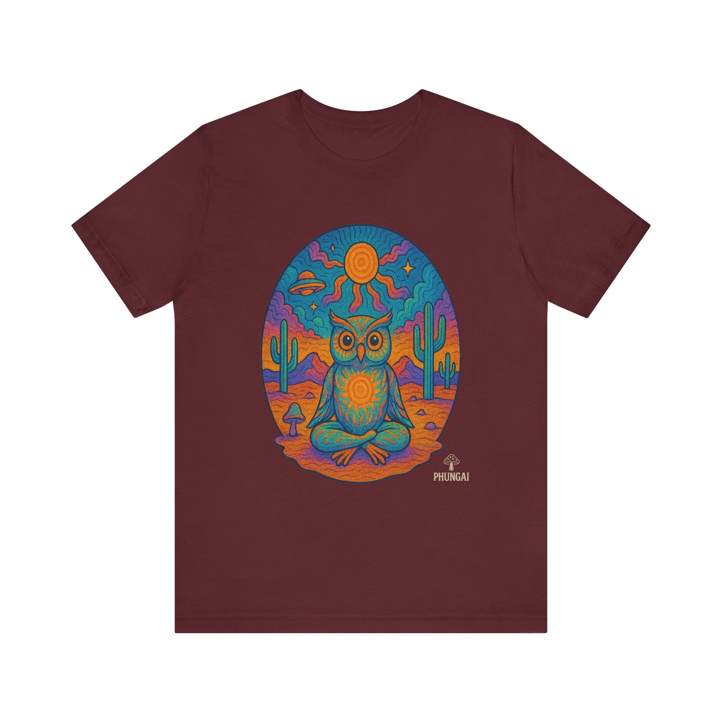 Vibrant Owl Graphic Tee, Unisex Short Sleeve Shirt for Nature Lovers, Festival Wear, Bohemian Style, Gift for Owl Enthusiasts, [...]