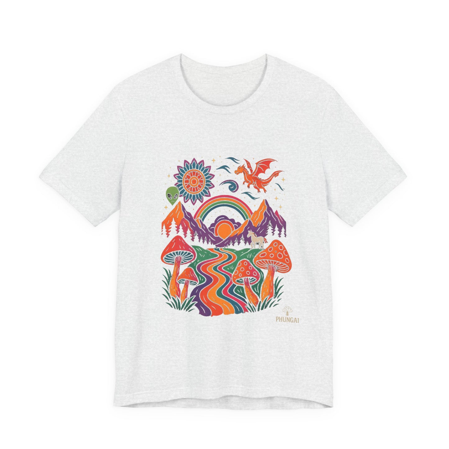 Bohemian Nature Tee - Colorful Landscape Art, Unisex T-Shirt, Gift for Nature Lovers, Casual Wear, Summer Festivals