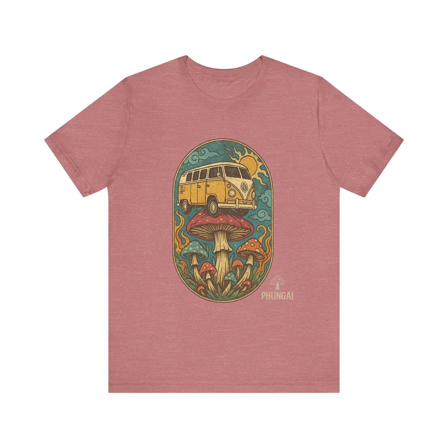 Vintage-Inspired Graphic Tee, Unisex Jersey Short Sleeve Tee, Boho Style T-Shirt, Nature Lover Gift, Psychedelic Art Shirt, Retro Van Design