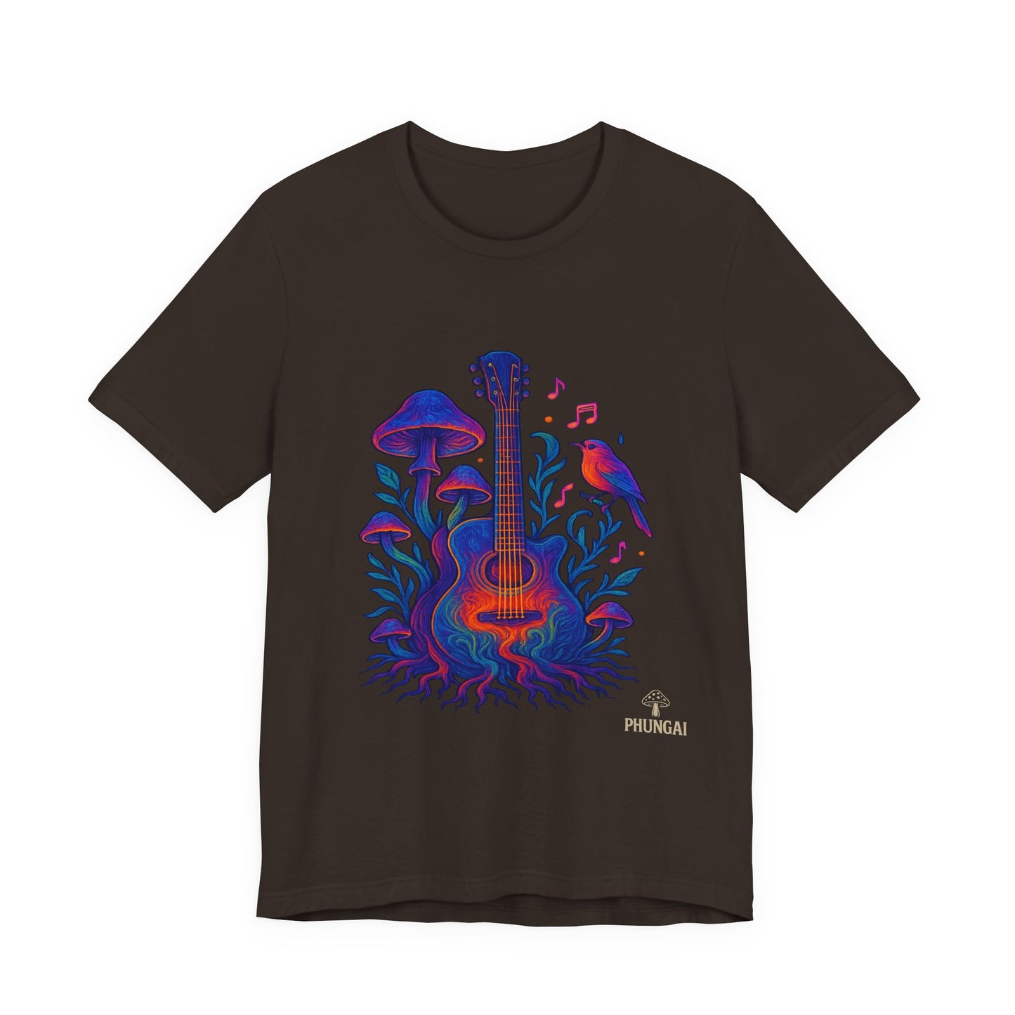 Nature-Inspired Guitar Tee, Music Lover Shirt, Boho Style T-Shirt, Gift for Musicians, Eco-Friendly Apparel