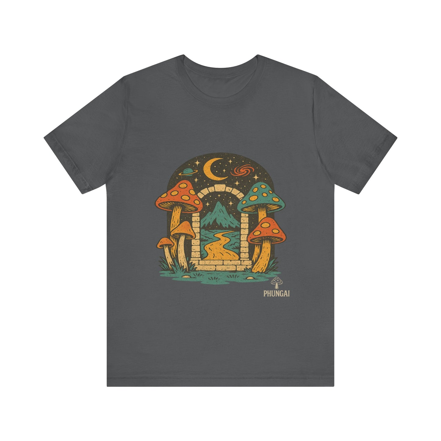 Magical Mushroom Landscape Tee | Unisex Graphic T-Shirt for Nature Lovers, Gifts for Bohemian Style, Festival Wear, Cute Summer Top