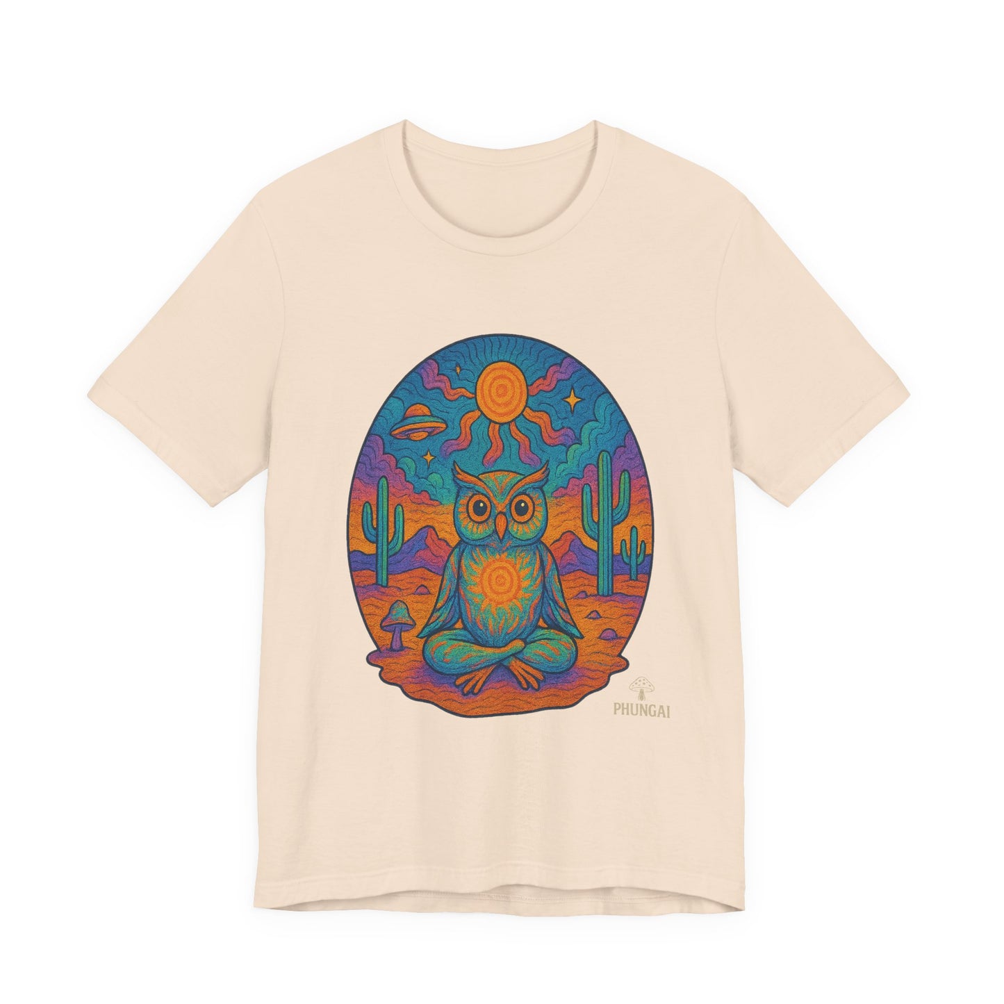 Vibrant Owl Graphic Tee, Unisex Short Sleeve Shirt for Nature Lovers, Festival Wear, Bohemian Style, Gift for Owl Enthusiasts, [...]