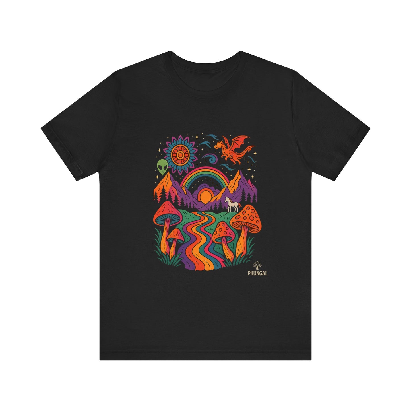 Bohemian Nature Tee - Colorful Landscape Art, Unisex T-Shirt, Gift for Nature Lovers, Casual Wear, Summer Festivals