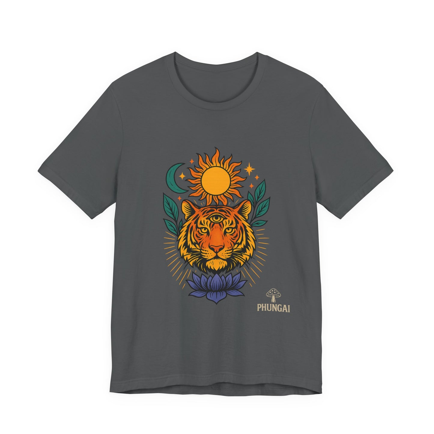 Tiger Sun & Moon Tee, Unisex Graphic Shirt, Zodiac Tee, Nature Lover Gift, Festival Apparel, Boho Style T-Shirt