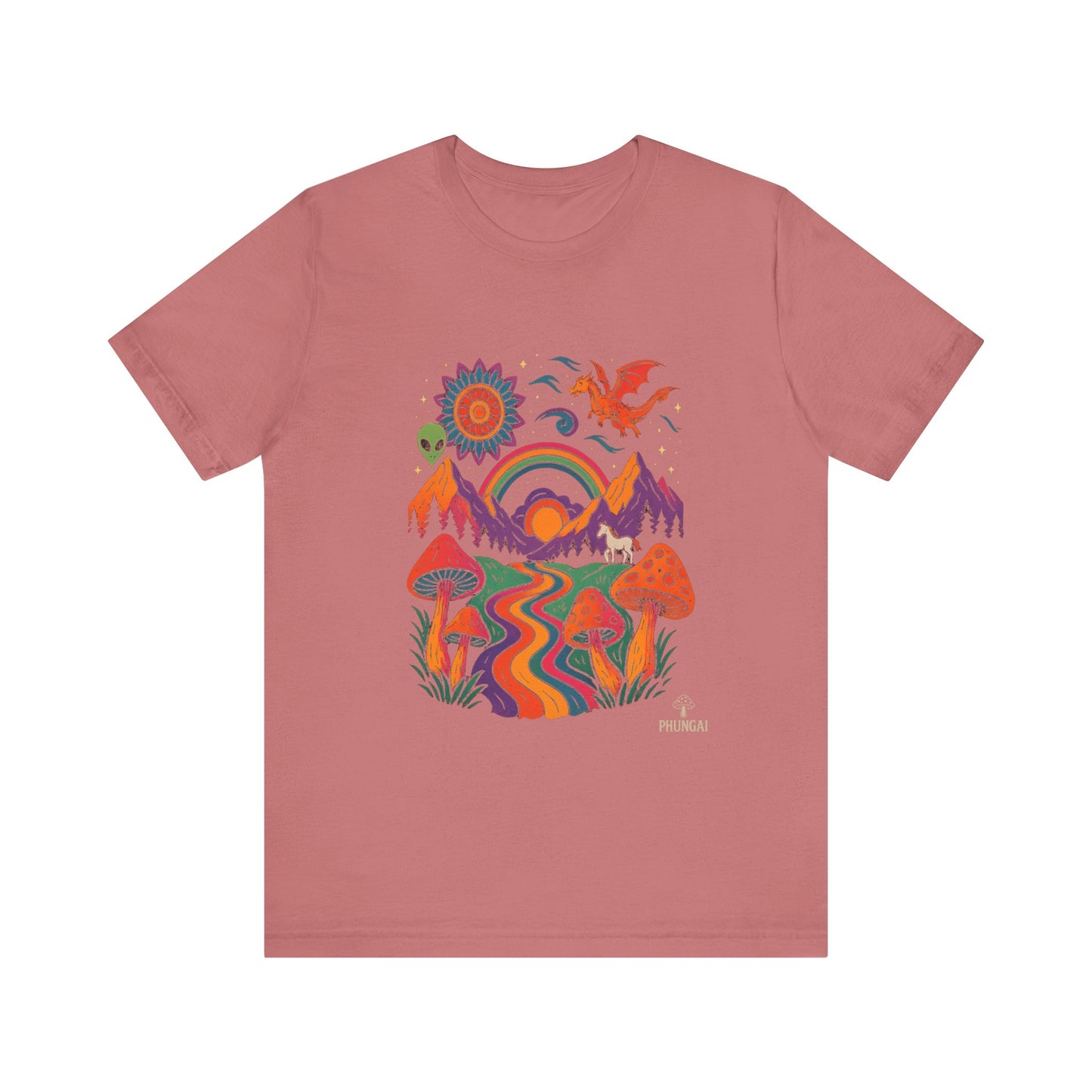 Bohemian Nature Tee - Colorful Landscape Art, Unisex T-Shirt, Gift for Nature Lovers, Casual Wear, Summer Festivals