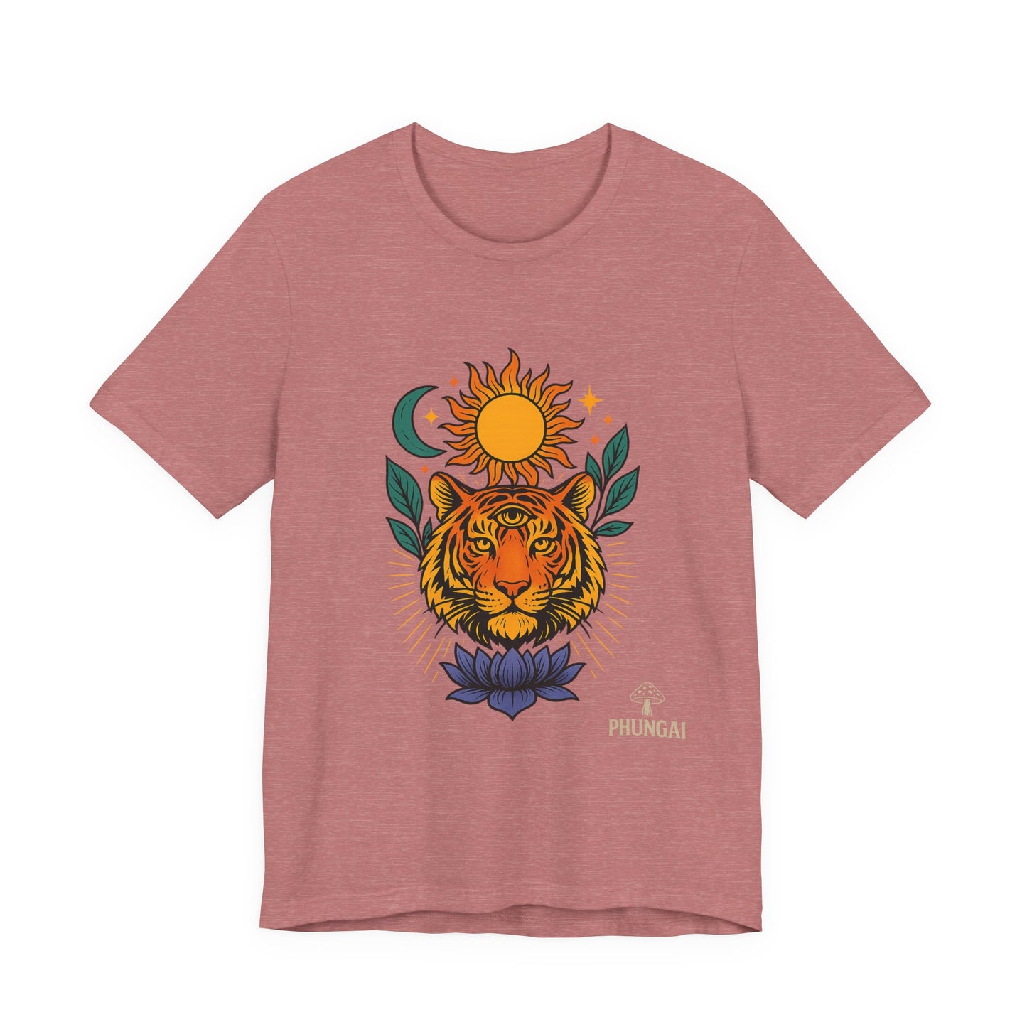 Tiger Sun & Moon Tee, Unisex Graphic Shirt, Zodiac Tee, Nature Lover Gift, Festival Apparel, Boho Style T-Shirt