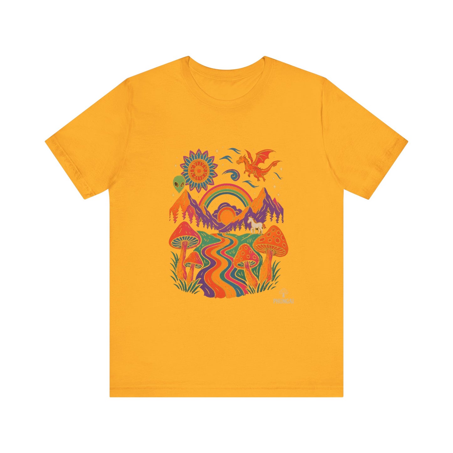 Bohemian Nature Tee - Colorful Landscape Art, Unisex T-Shirt, Gift for Nature Lovers, Casual Wear, Summer Festivals