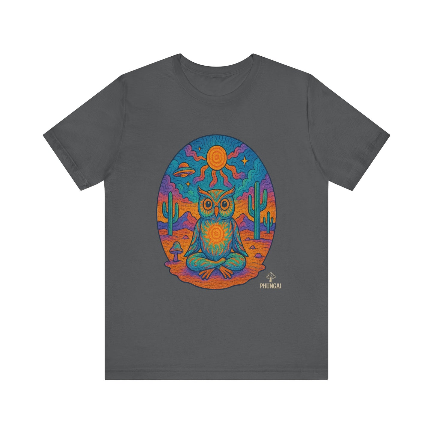 Vibrant Owl Graphic Tee, Unisex Short Sleeve Shirt for Nature Lovers, Festival Wear, Bohemian Style, Gift for Owl Enthusiasts, [...]