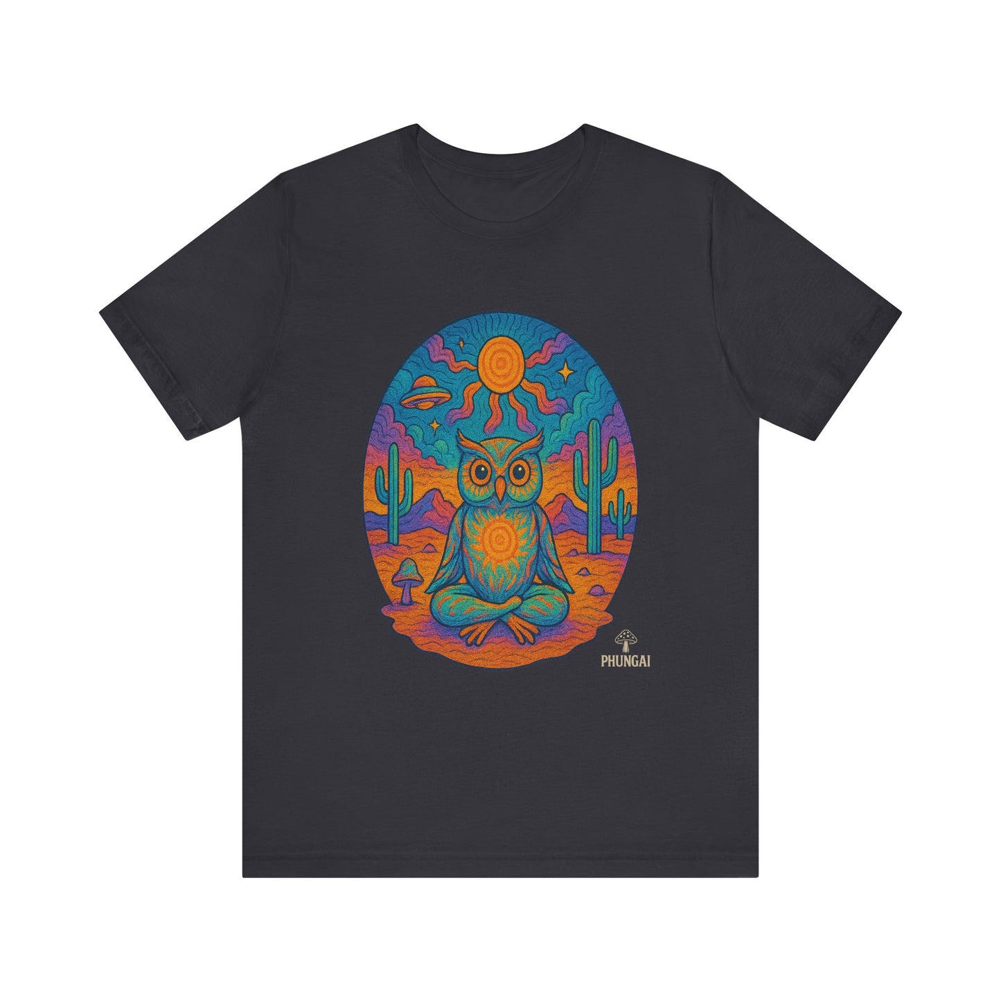 Vibrant Owl Graphic Tee, Unisex Short Sleeve Shirt for Nature Lovers, Festival Wear, Bohemian Style, Gift for Owl Enthusiasts, [...]
