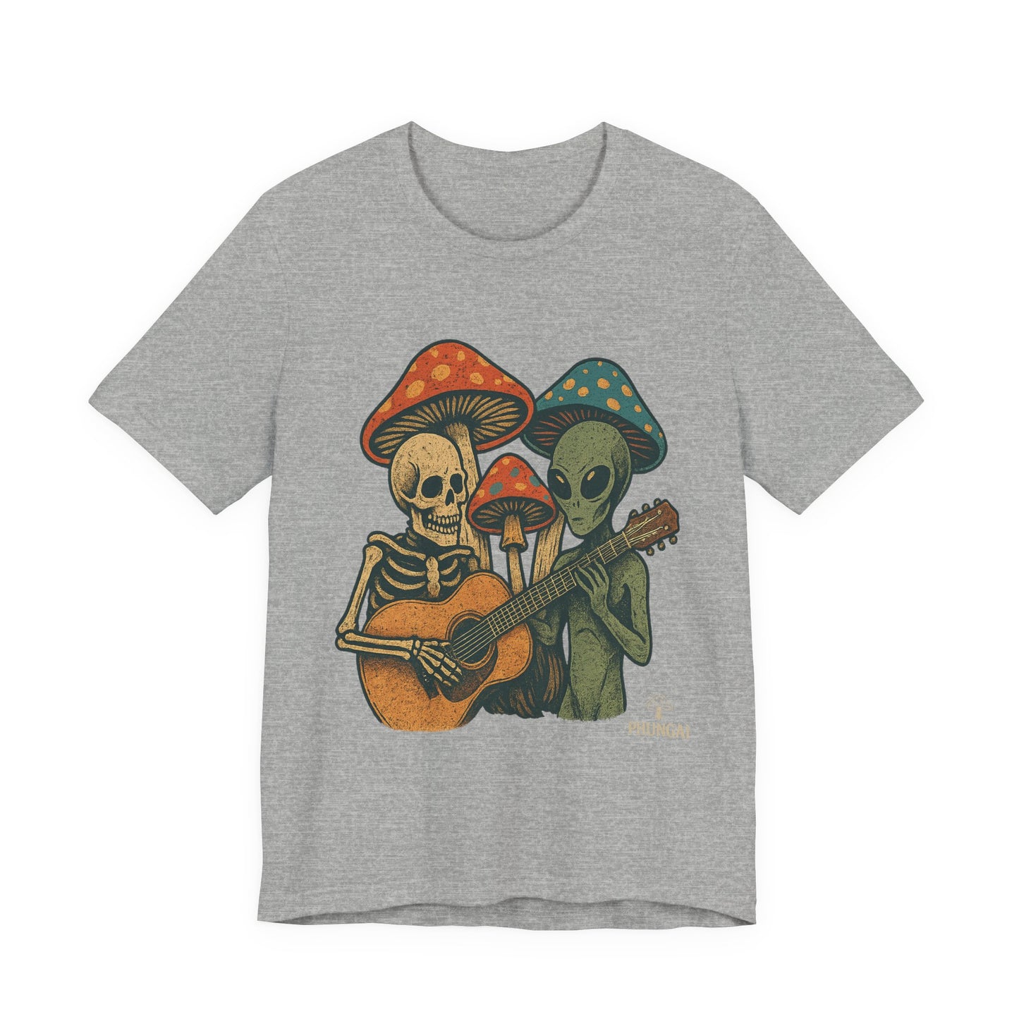 Whimsical Halloween Tee, Unisex Jersey T-Shirt with Skeletons and Aliens, Perfect for Spooky Season, Costume Parties, Music Festivals, [...]