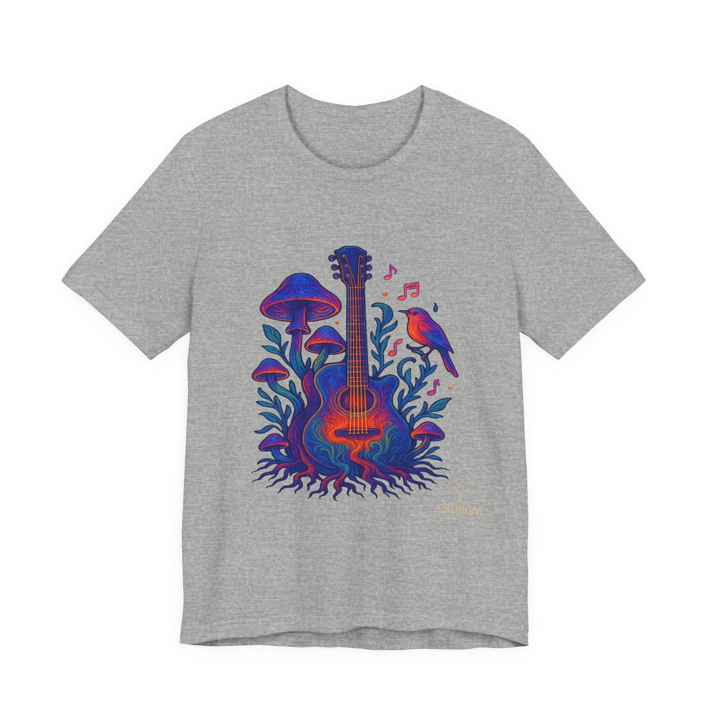 Nature-Inspired Guitar Tee, Music Lover Shirt, Boho Style T-Shirt, Gift for Musicians, Eco-Friendly Apparel