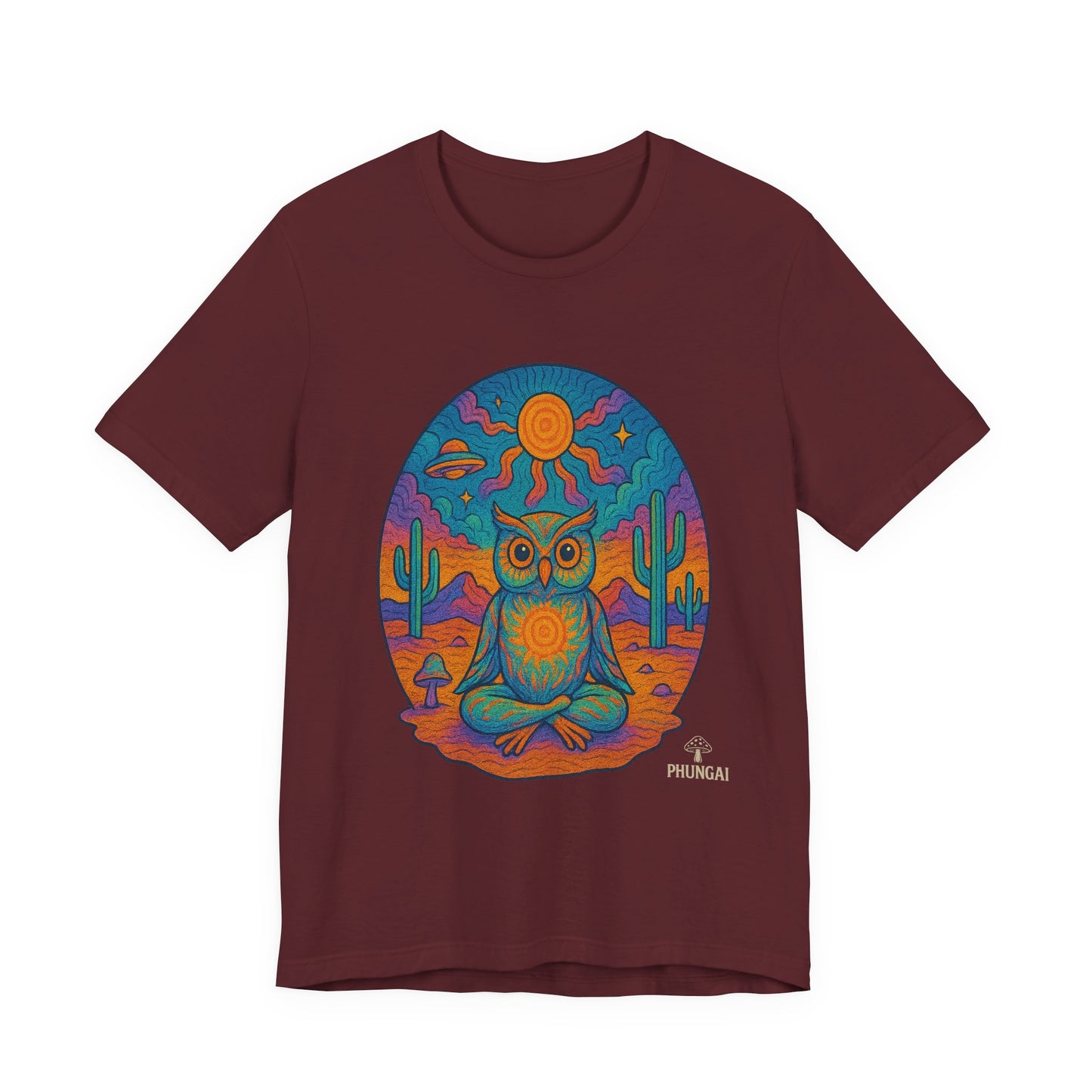 Vibrant Owl Graphic Tee, Unisex Short Sleeve Shirt for Nature Lovers, Festival Wear, Bohemian Style, Gift for Owl Enthusiasts, [...]