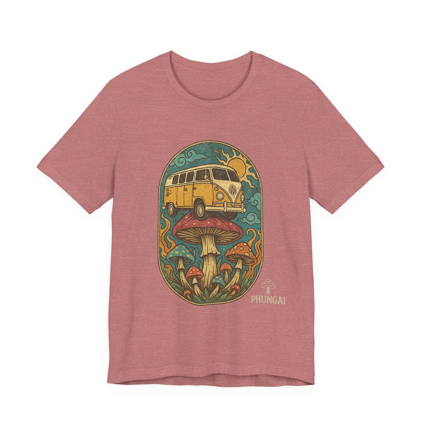 Vintage-Inspired Graphic Tee, Unisex Jersey Short Sleeve Tee, Boho Style T-Shirt, Nature Lover Gift, Psychedelic Art Shirt, Retro Van Design