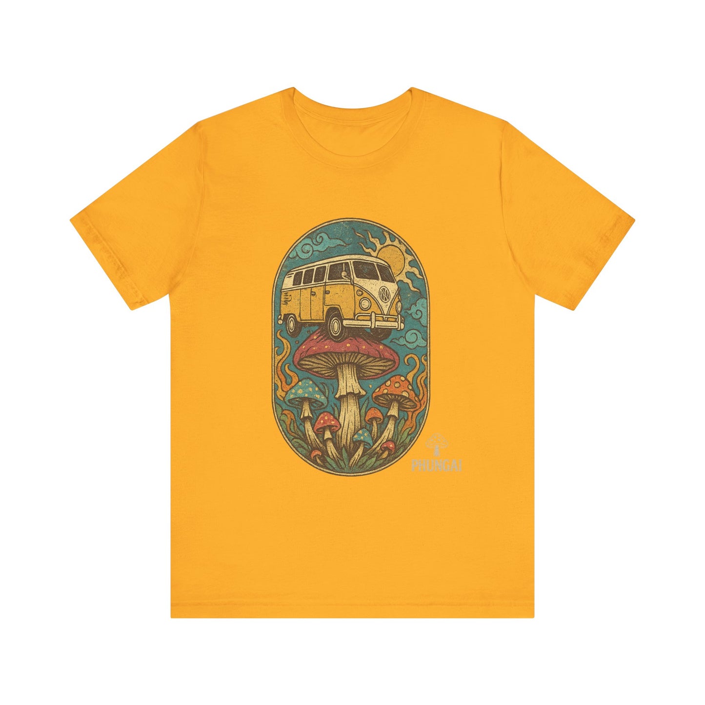 Vintage-Inspired Graphic Tee, Unisex Jersey Short Sleeve Tee, Boho Style T-Shirt, Nature Lover Gift, Psychedelic Art Shirt, Retro Van Design