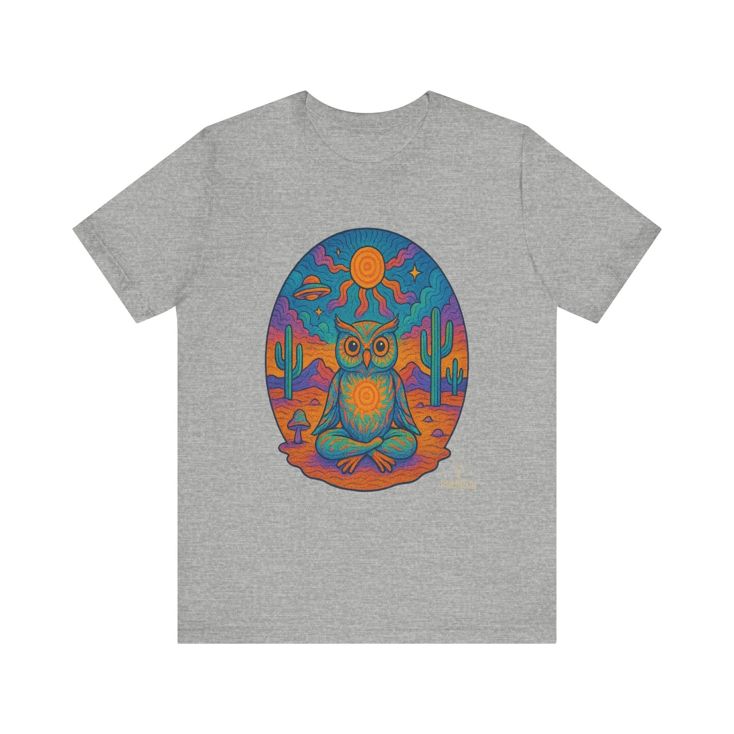 Vibrant Owl Graphic Tee, Unisex Short Sleeve Shirt for Nature Lovers, Festival Wear, Bohemian Style, Gift for Owl Enthusiasts, [...]