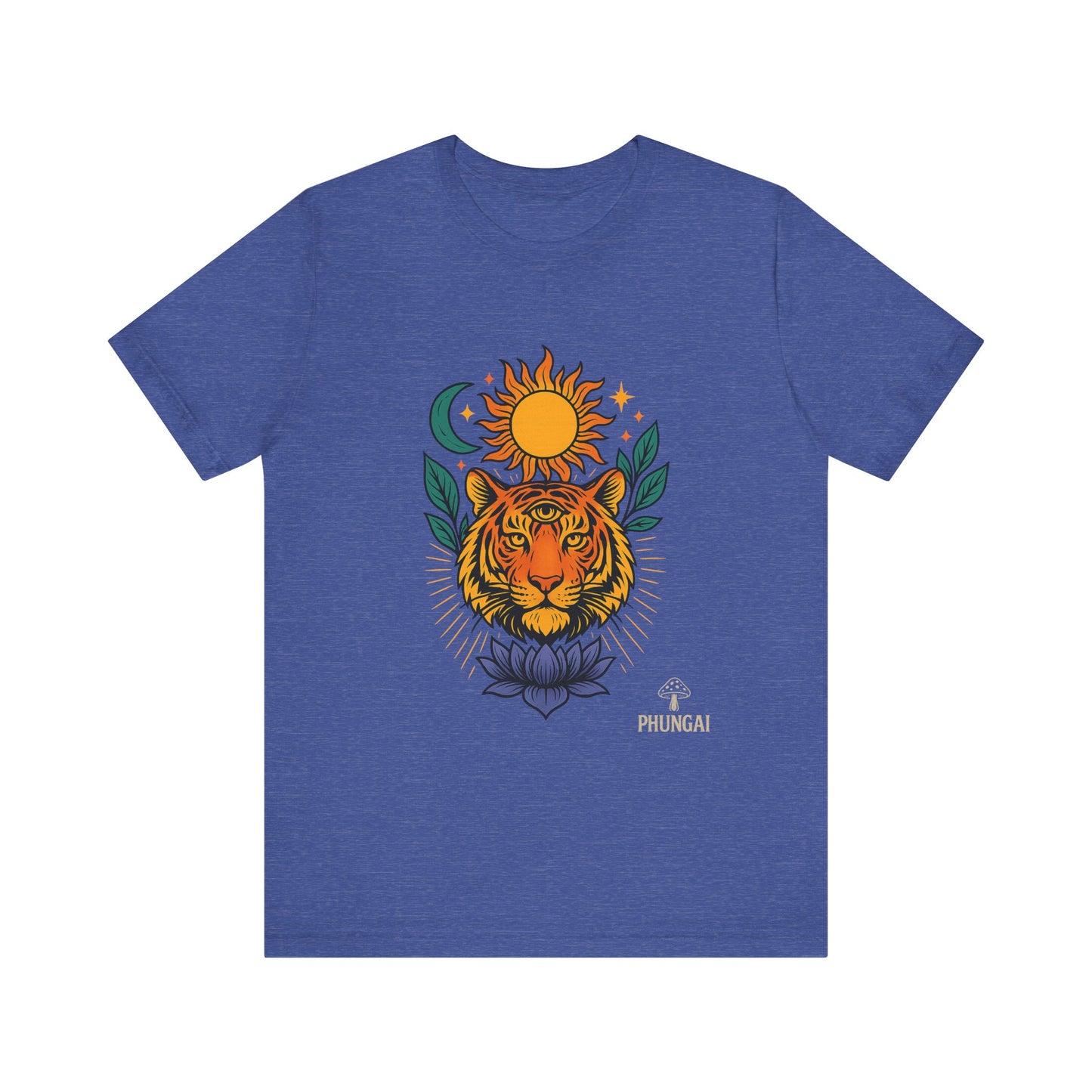 Tiger Sun & Moon Tee, Unisex Graphic Shirt, Zodiac Tee, Nature Lover Gift, Festival Apparel, Boho Style T-Shirt