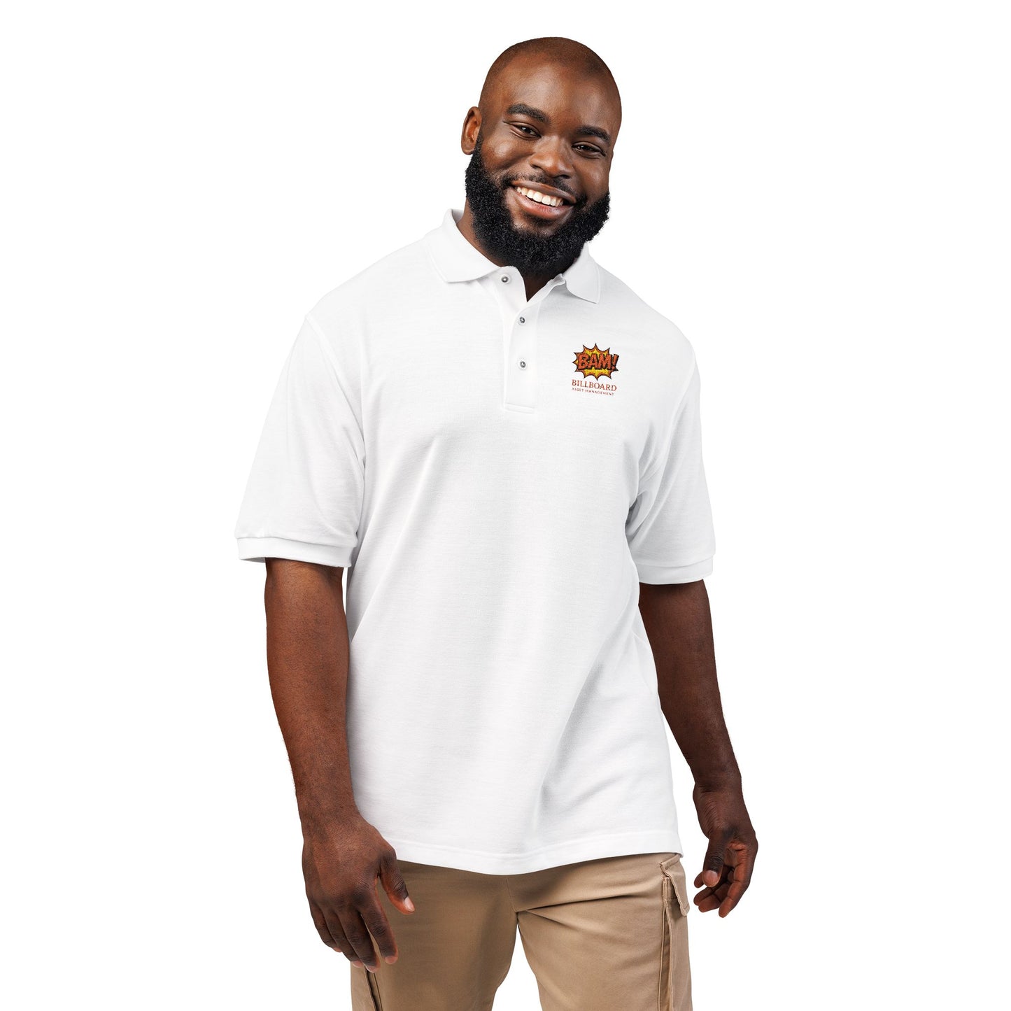 Embroidered Flame Logo Polo Shirt — Casual Black Golf Polo with "Live Fast" Accent